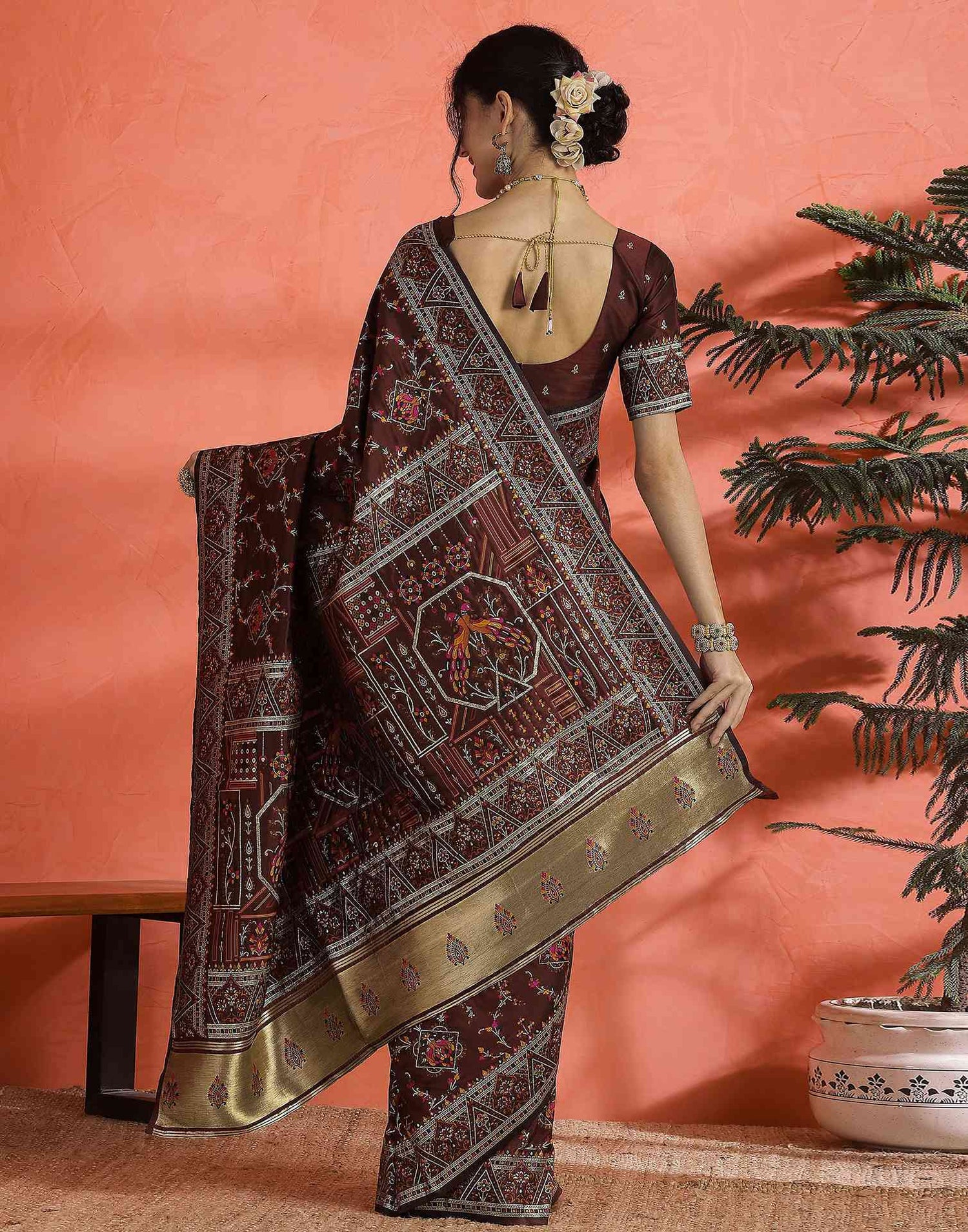 Maroon Silk Woven Saree