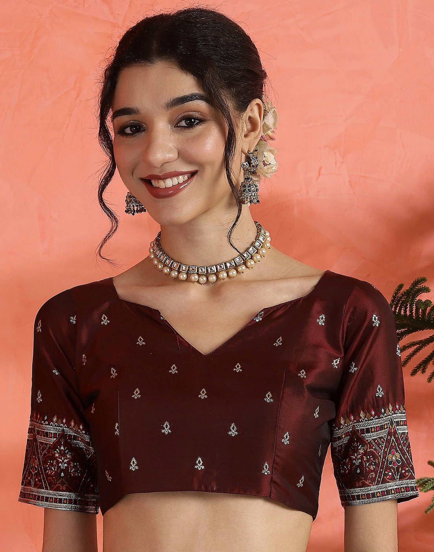 Maroon Silk Woven Saree