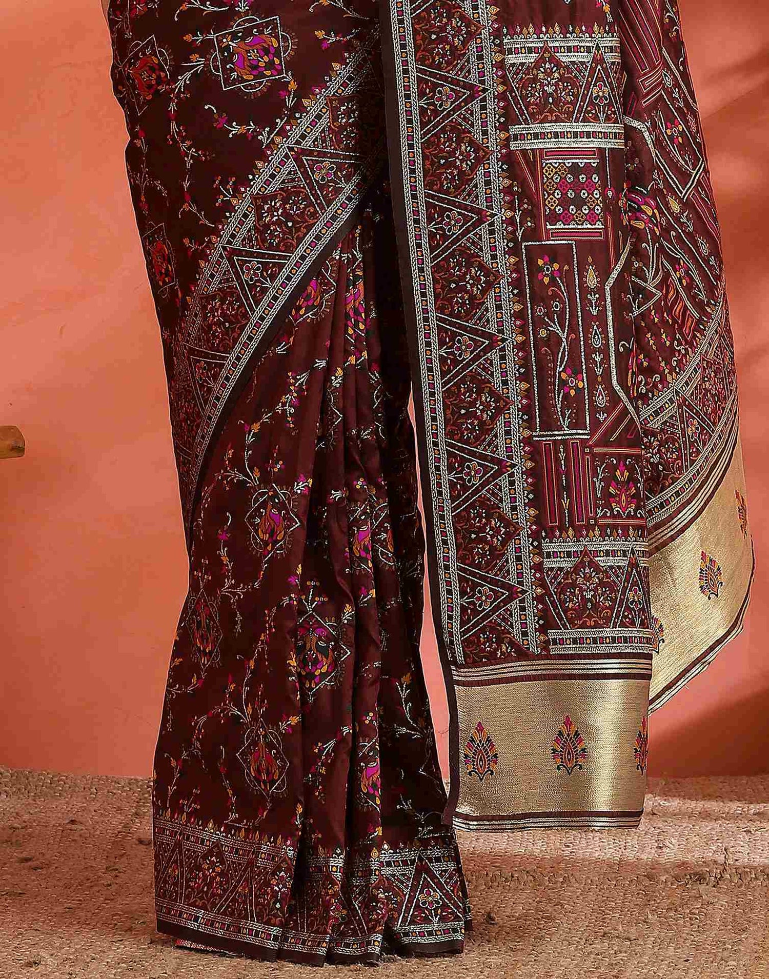Maroon Silk Woven Saree