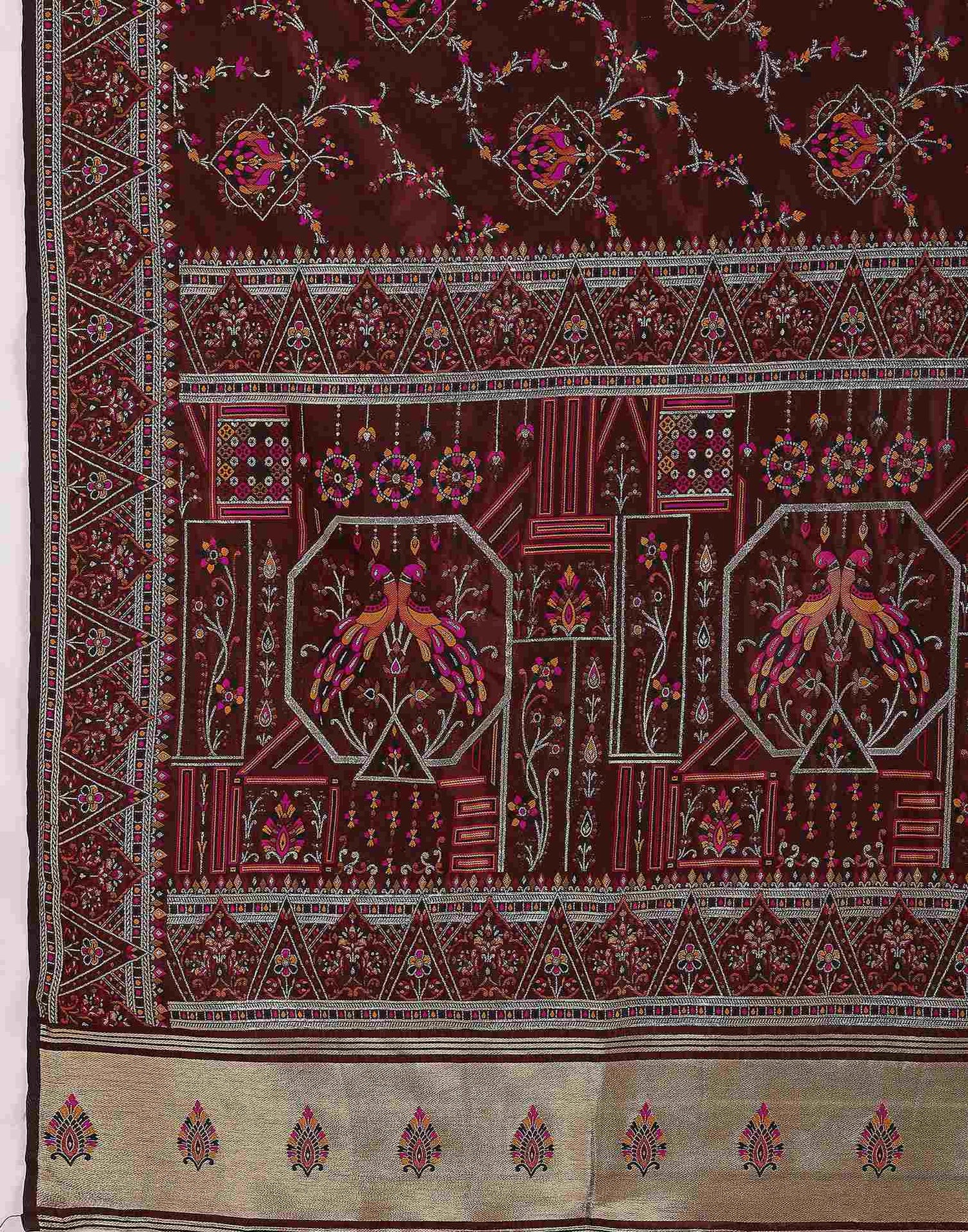 Maroon Silk Woven Saree