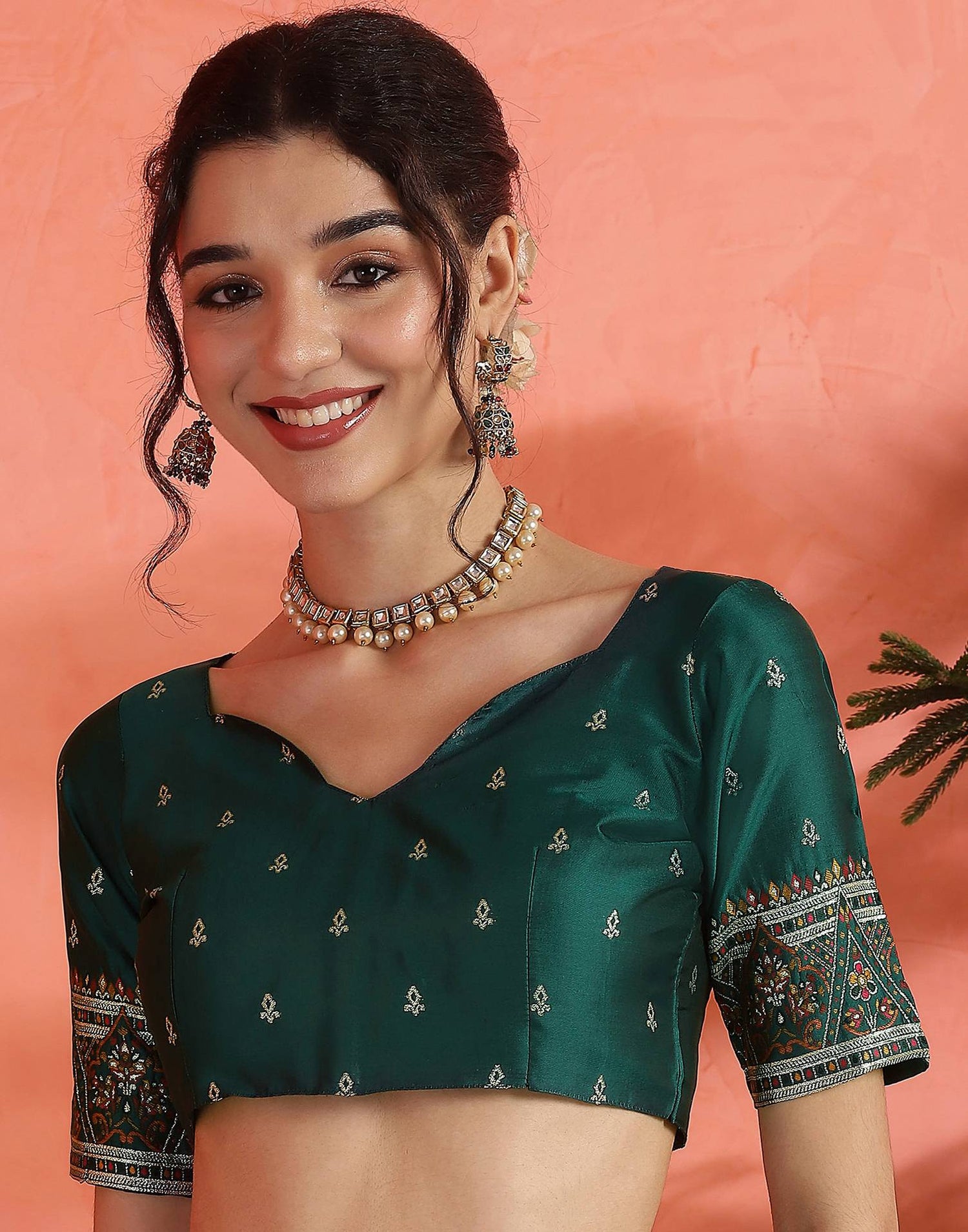 Rama Green Silk Woven Saree