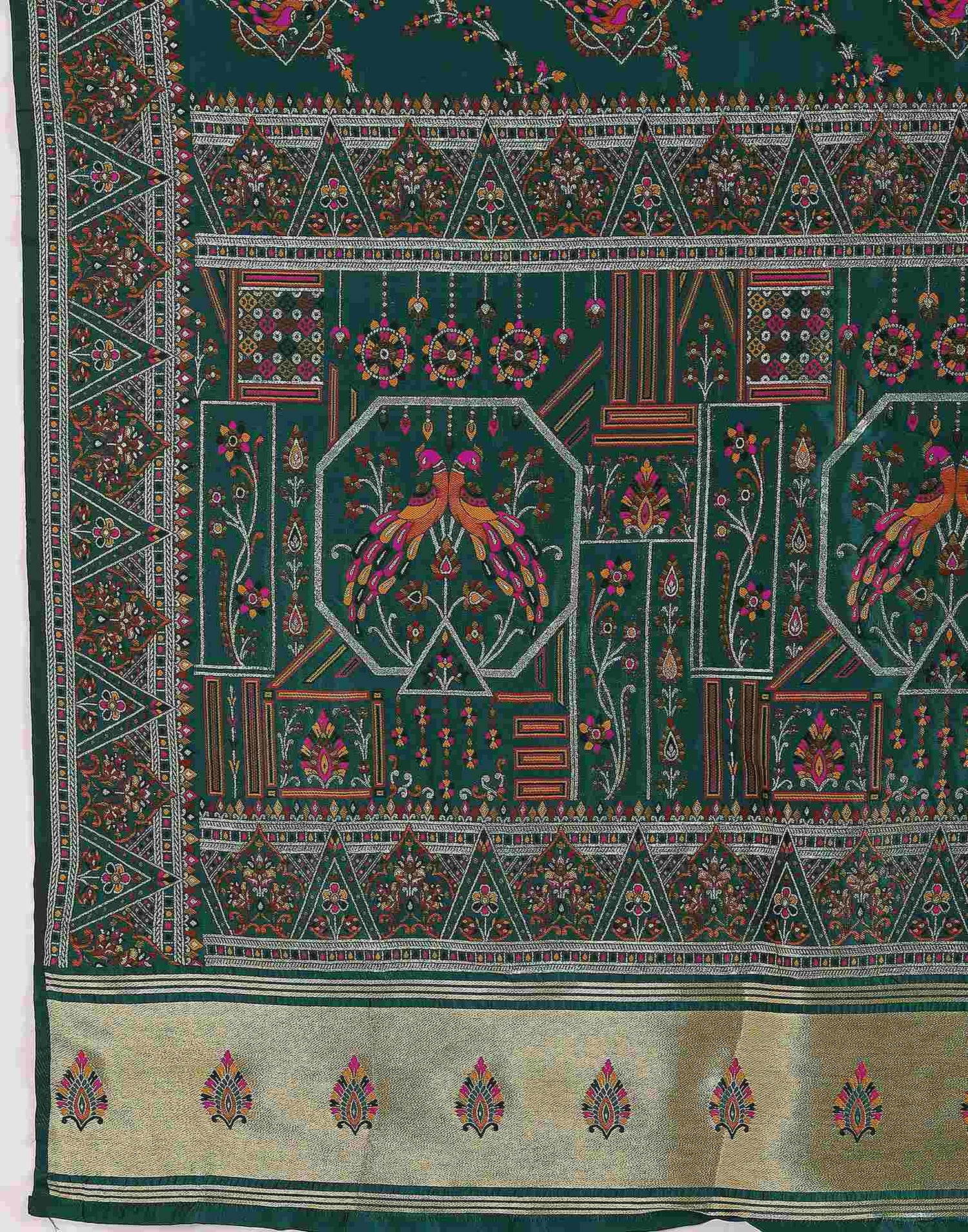 Rama Green Silk Woven Saree