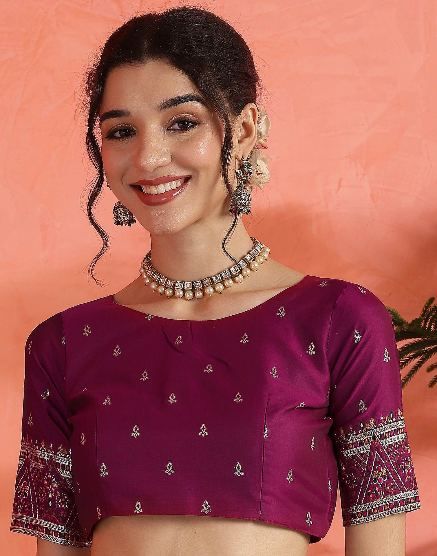 Dark Rani Pink Silk Woven Saree