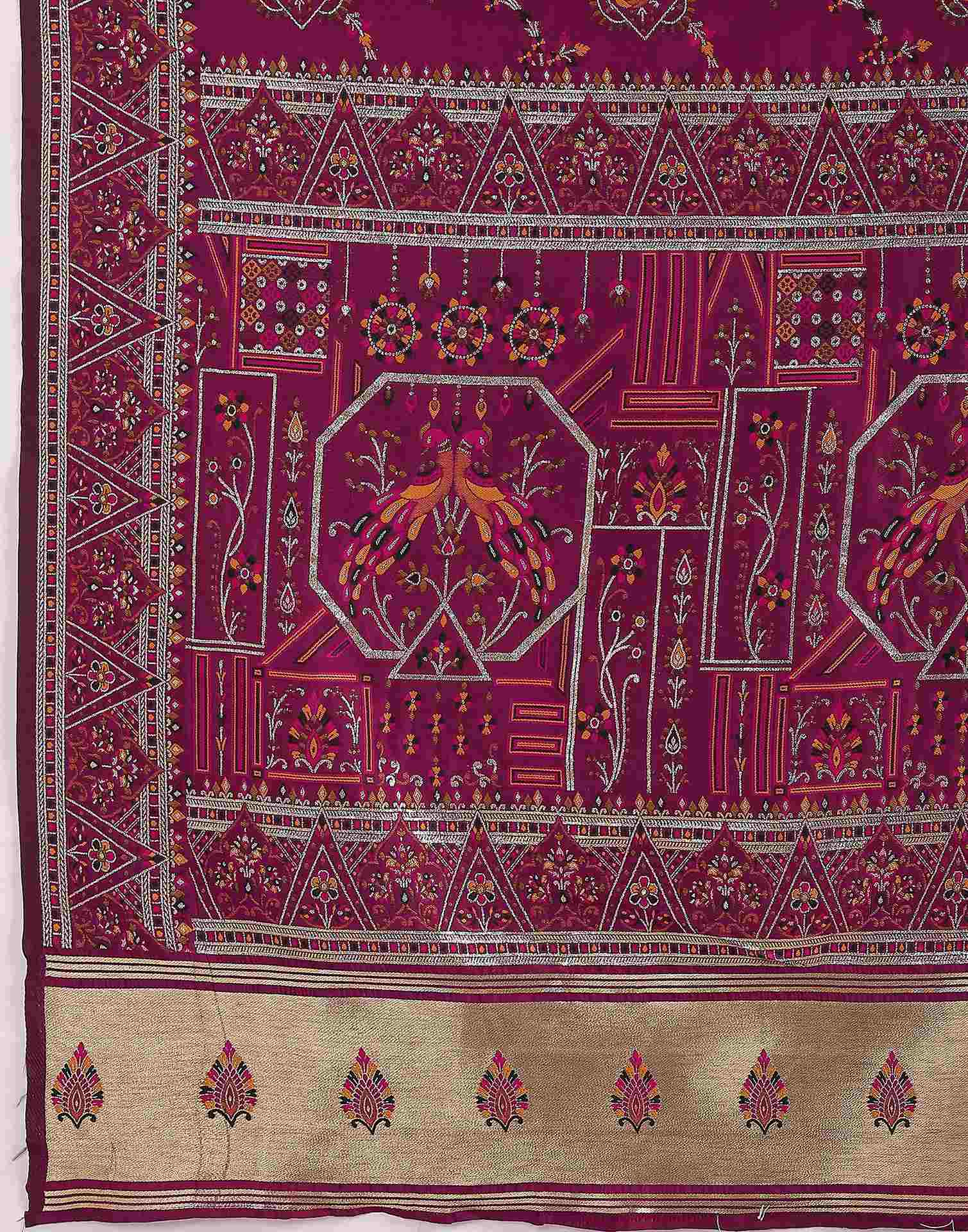 Dark Rani Pink Silk Woven Saree