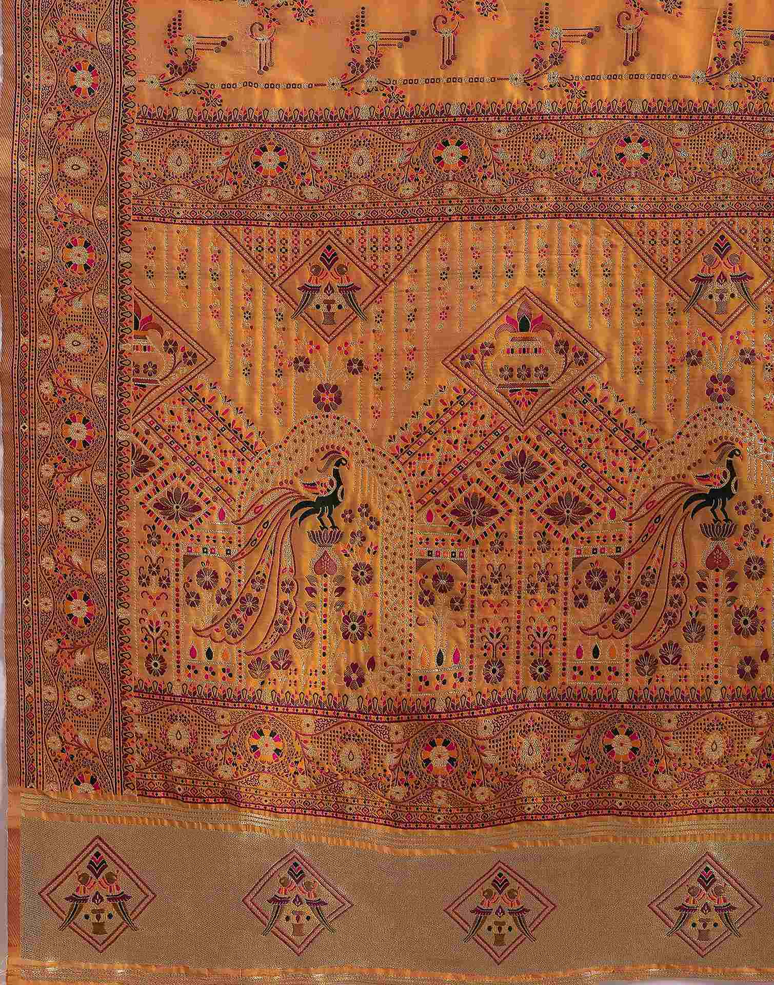 Pastel Orange Silk Woven Saree