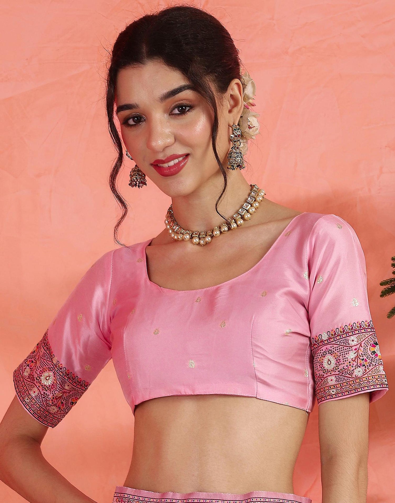 Pink Silk Woven Saree