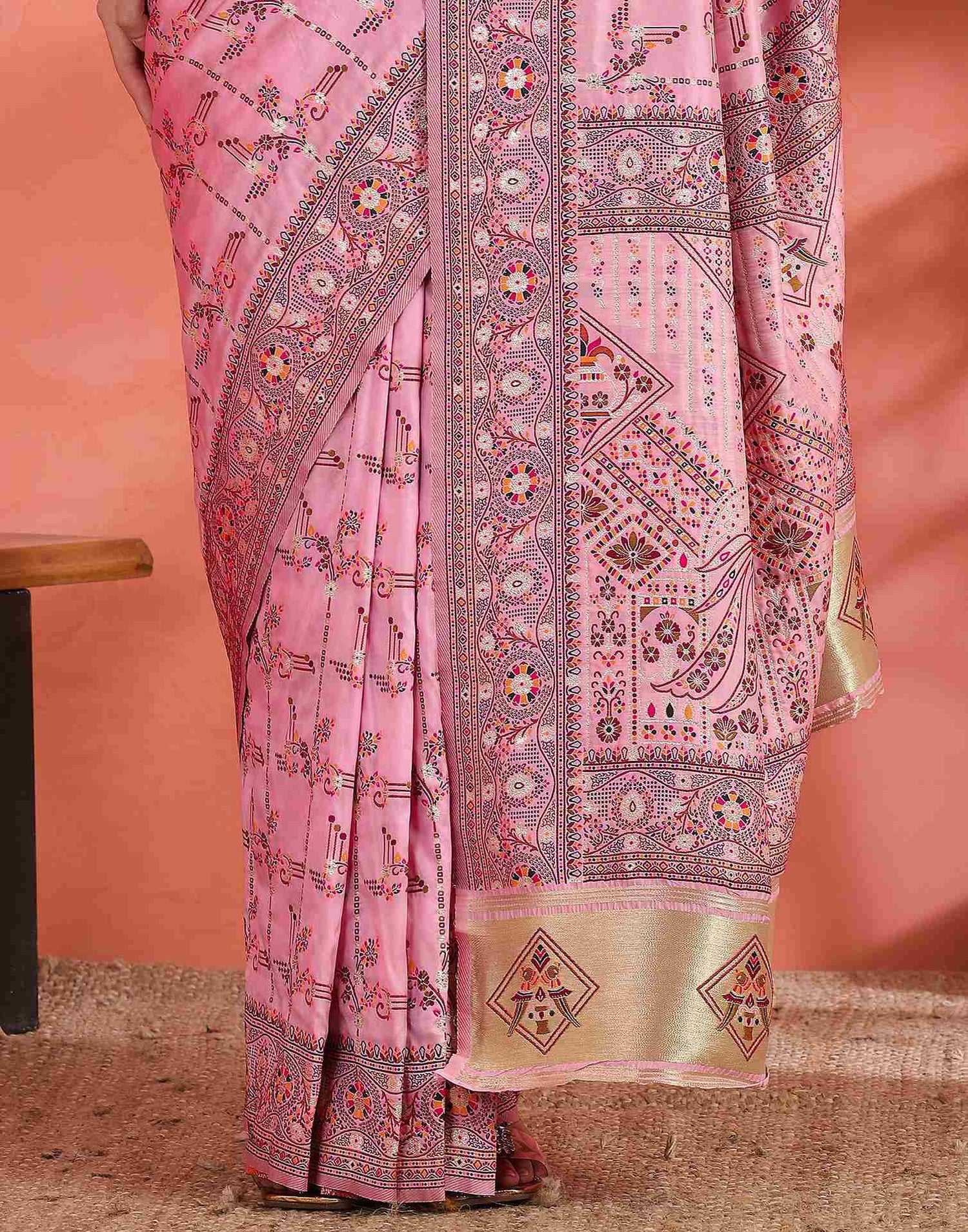 Pink Silk Woven Saree