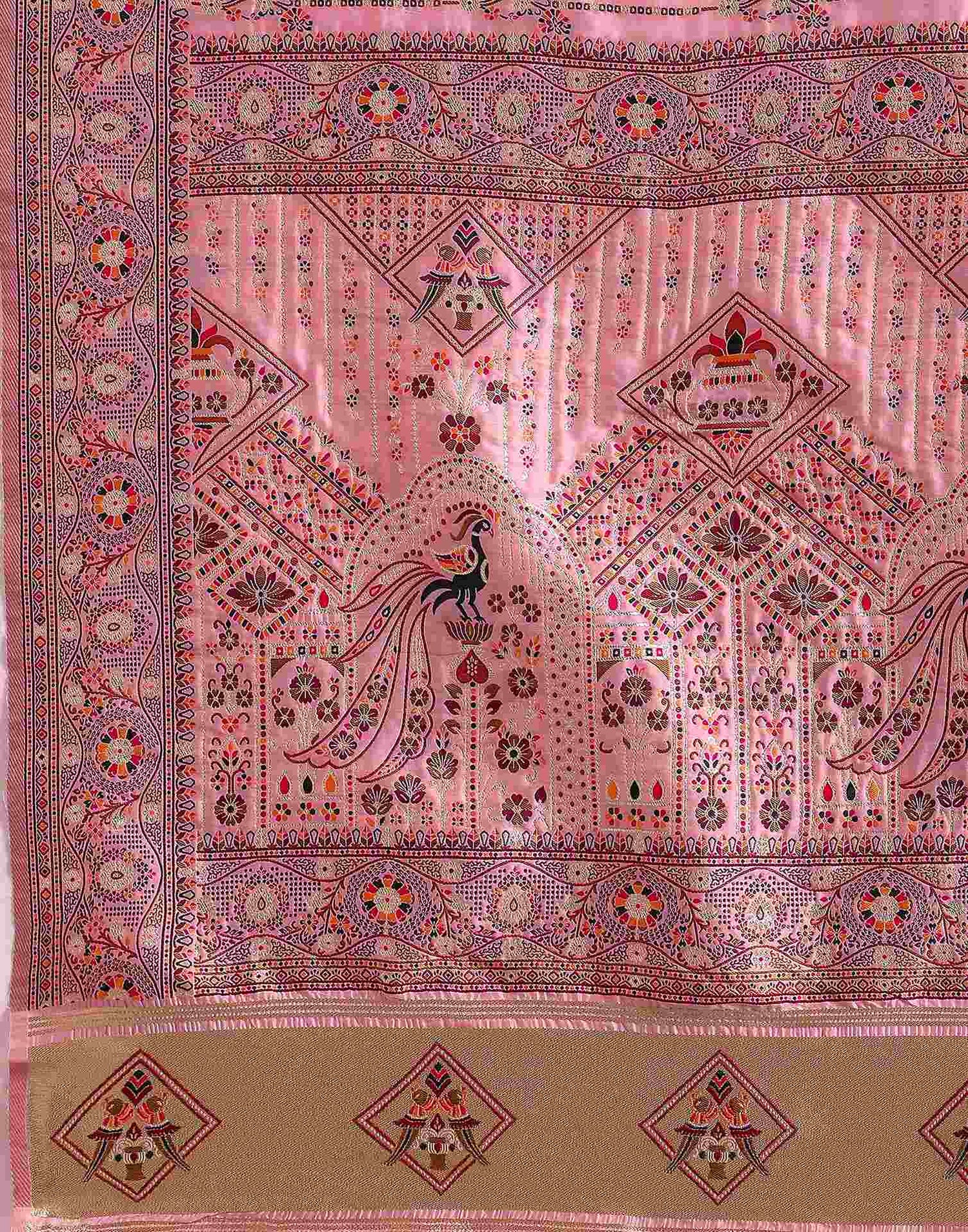 Pink Silk Woven Saree