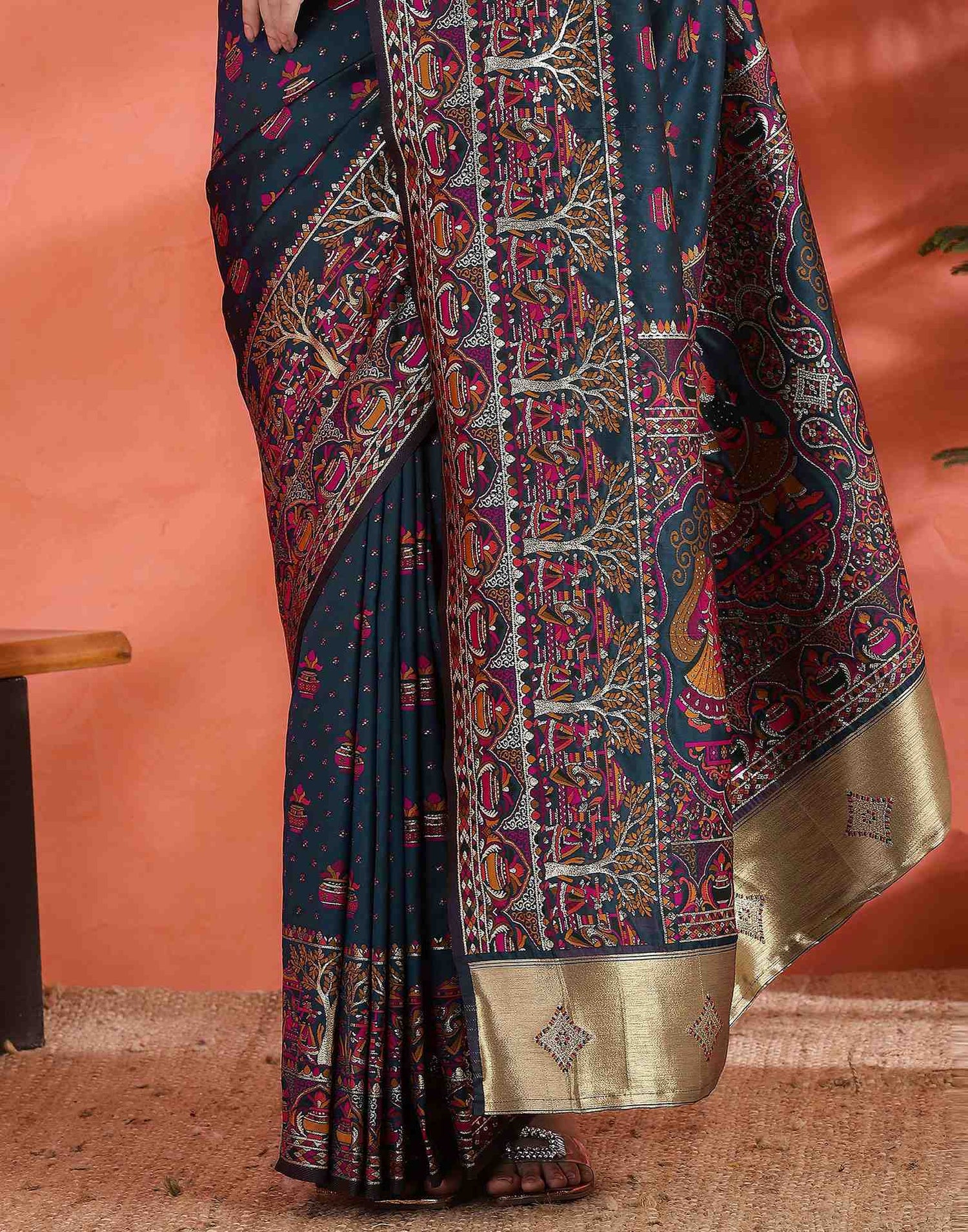 Rama Blue Silk Woven Saree