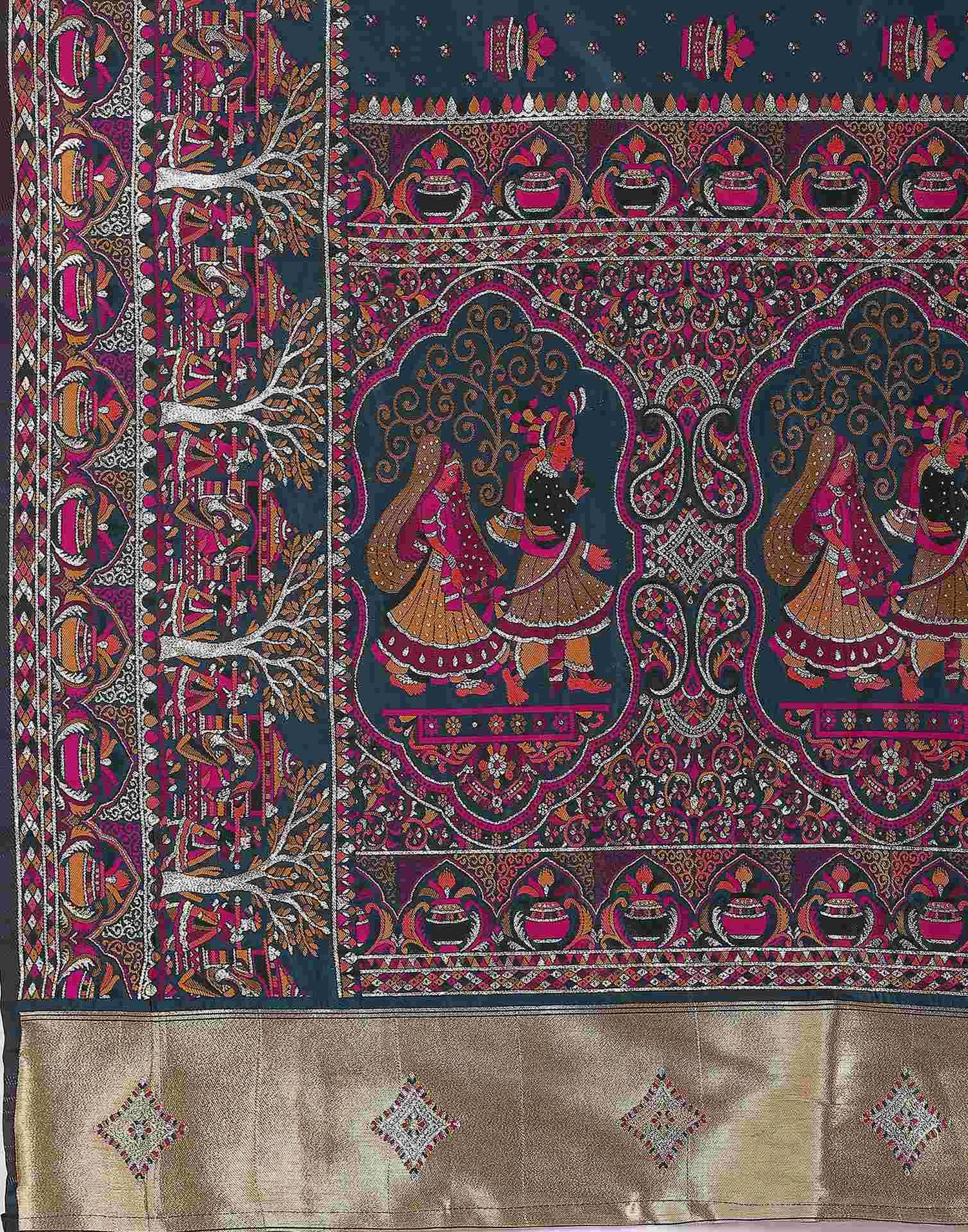 Rama Blue Silk Woven Saree