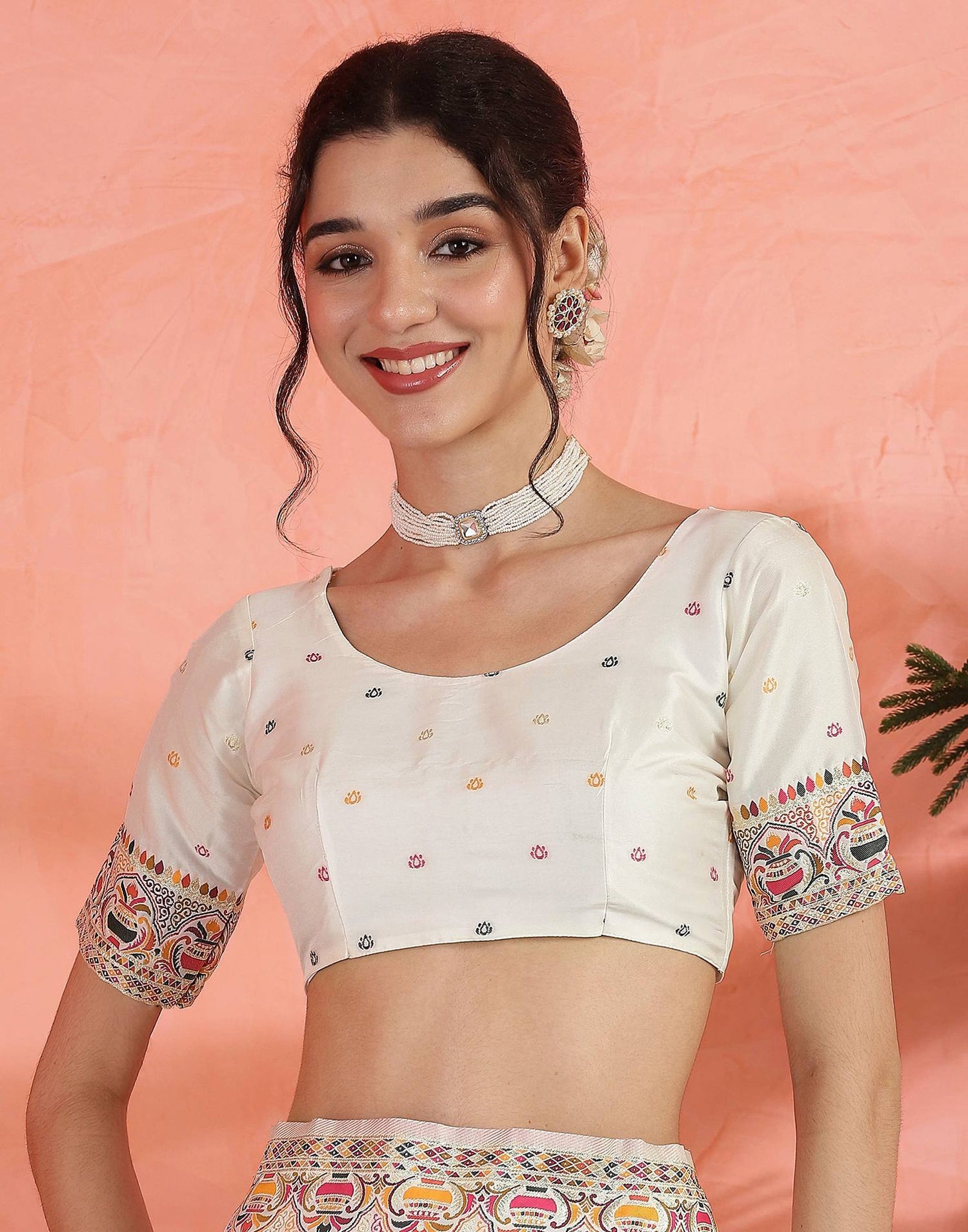 Off White Silk Woven Saree