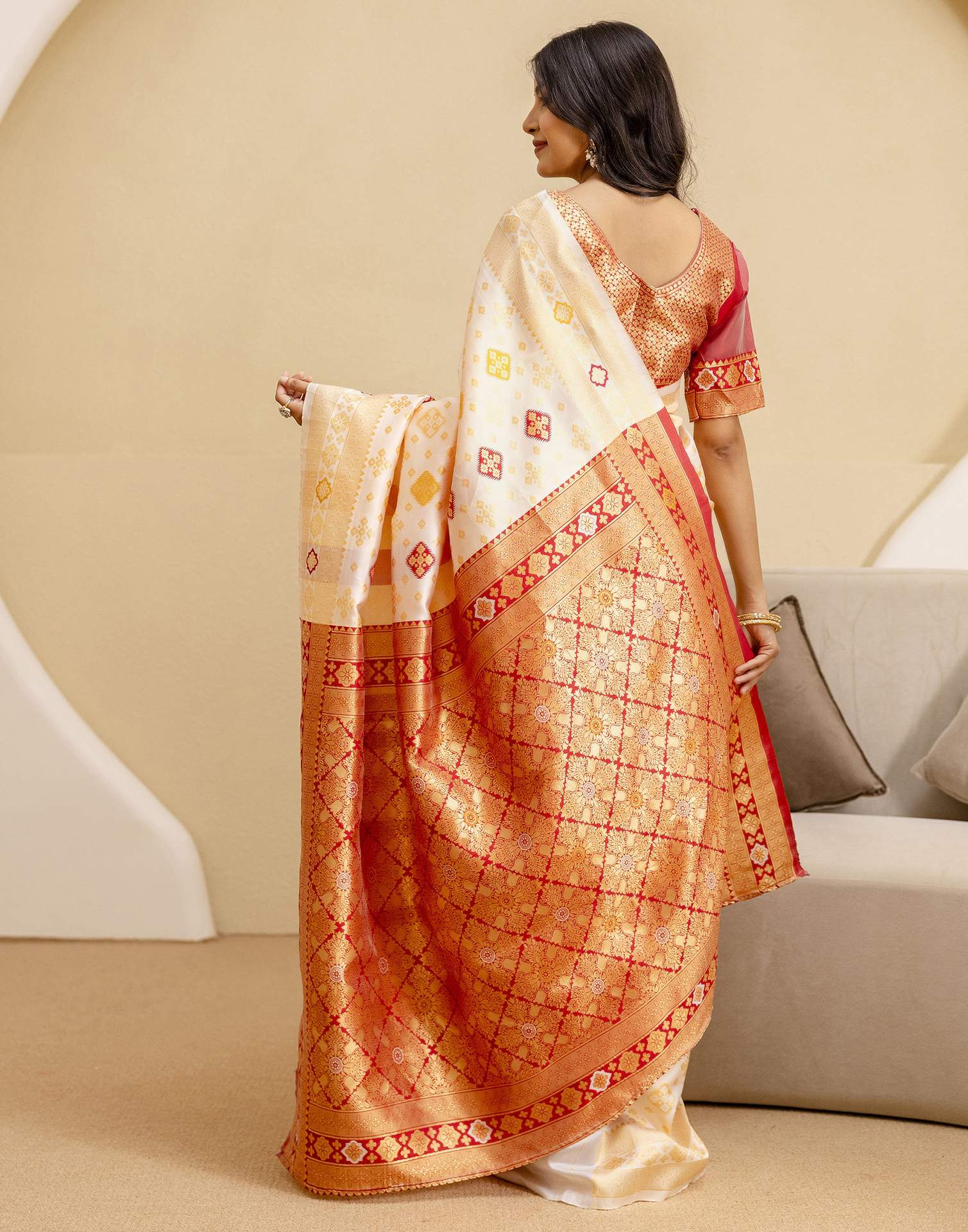 Off White Silk Woven Banarasi Saree