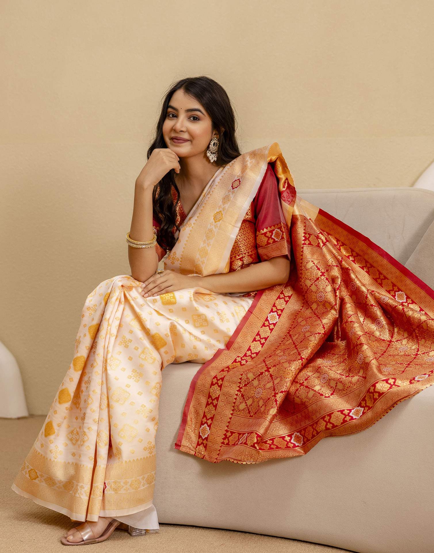 Off White Silk Woven Banarasi Saree