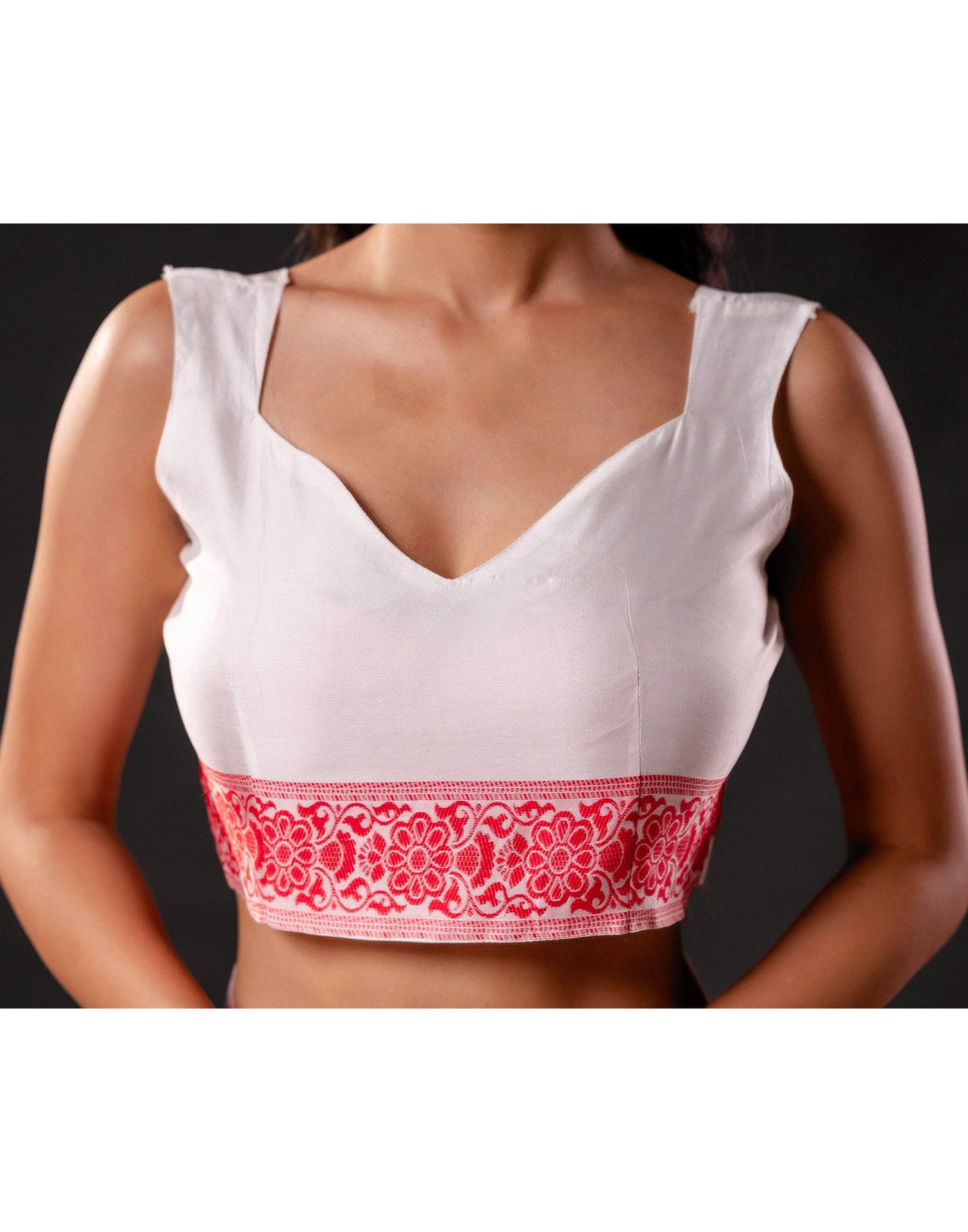 White Silk Woven Durga Puja Saree