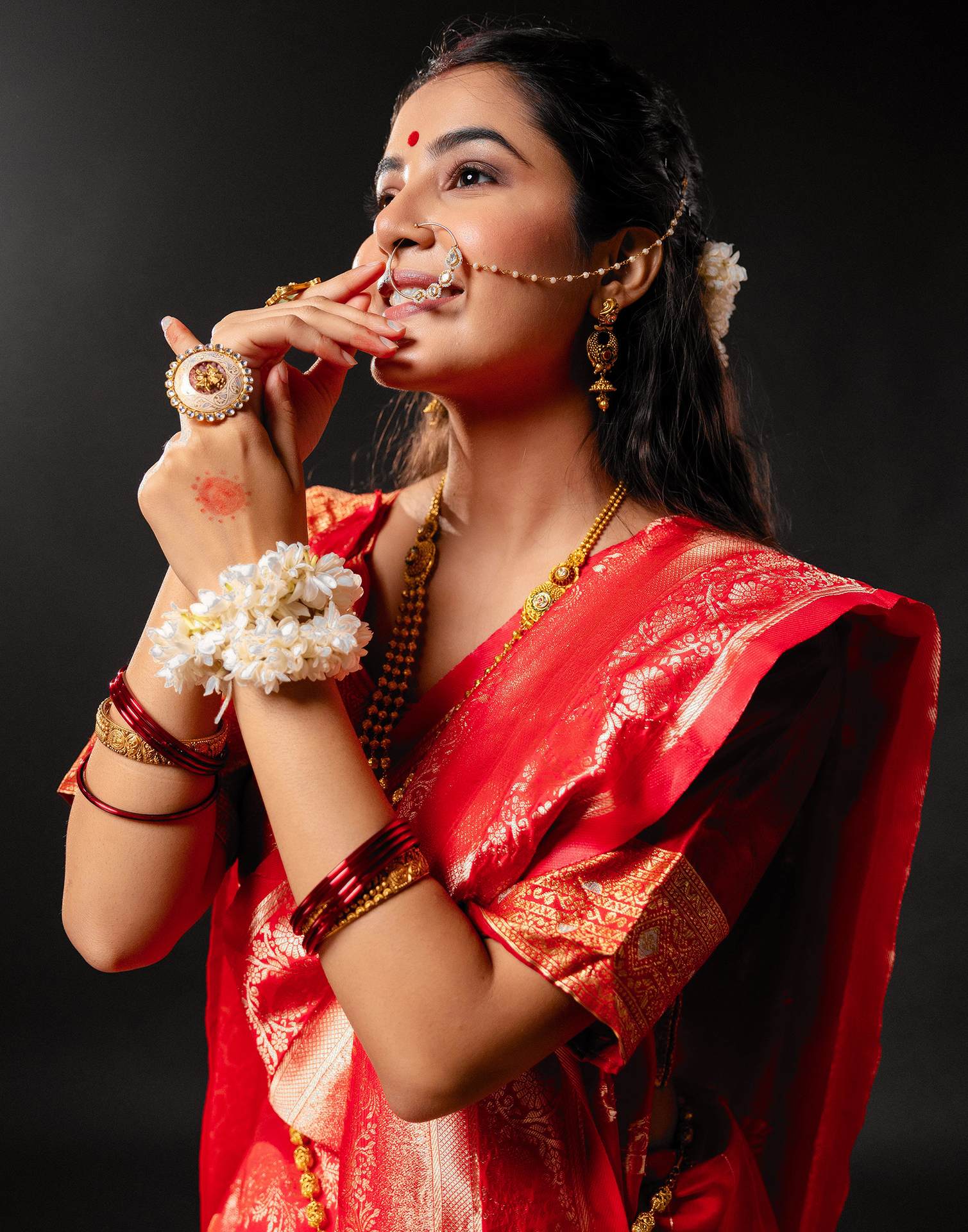 Red Silk Woven Banarasi Durga Puja Saree