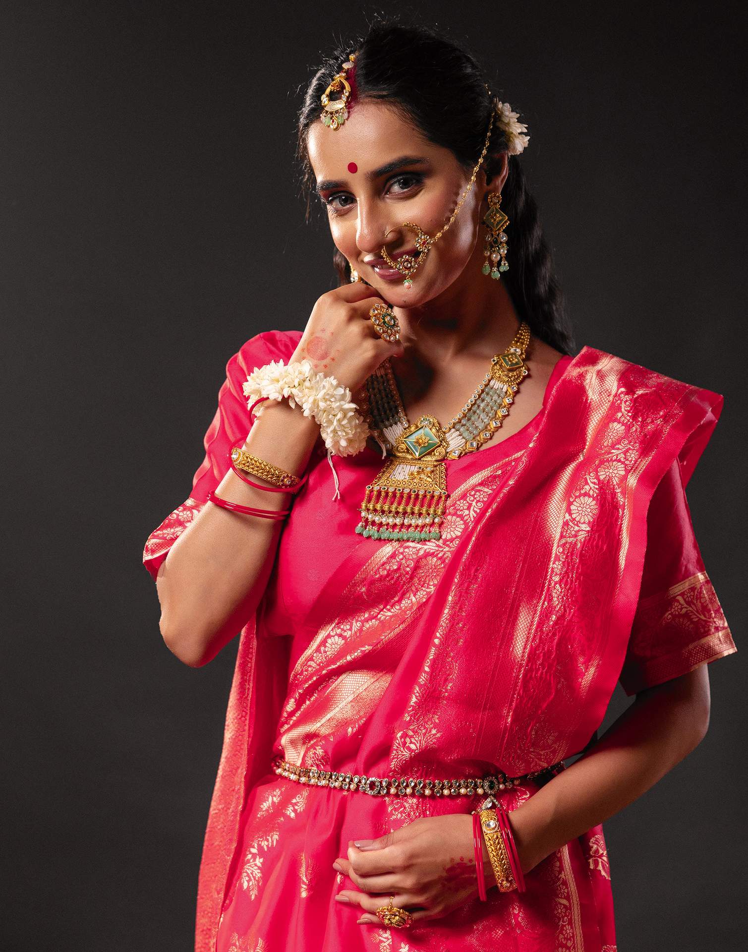 Rani Pink Silk Woven Banarasi Durga Puja Saree