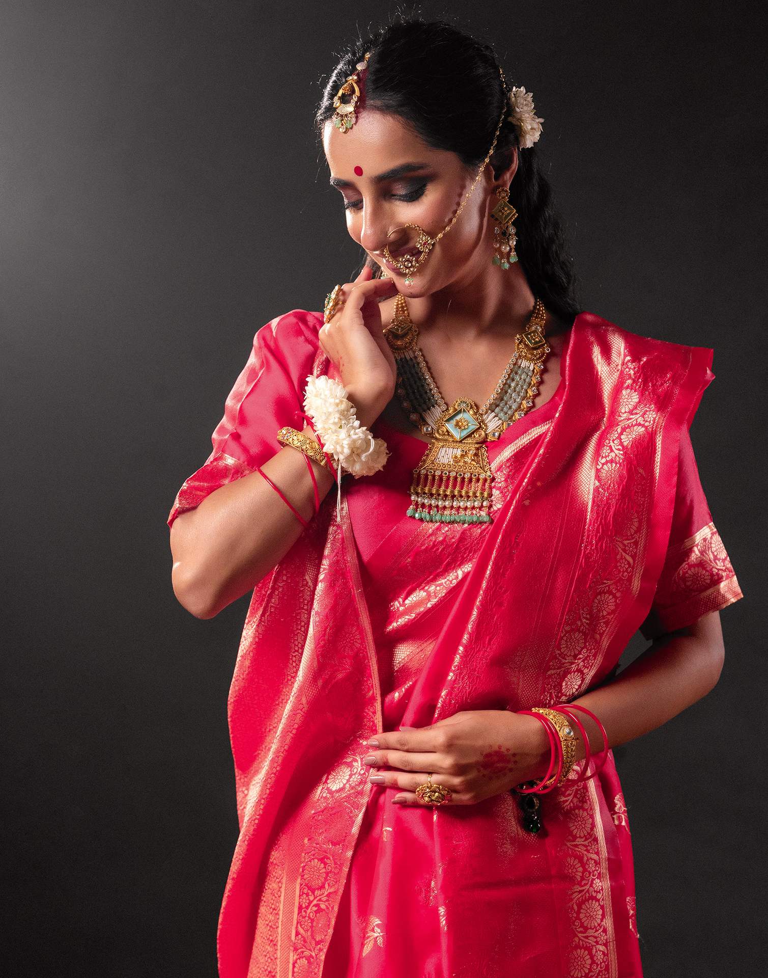 Rani Pink Silk Woven Banarasi Durga Puja Saree