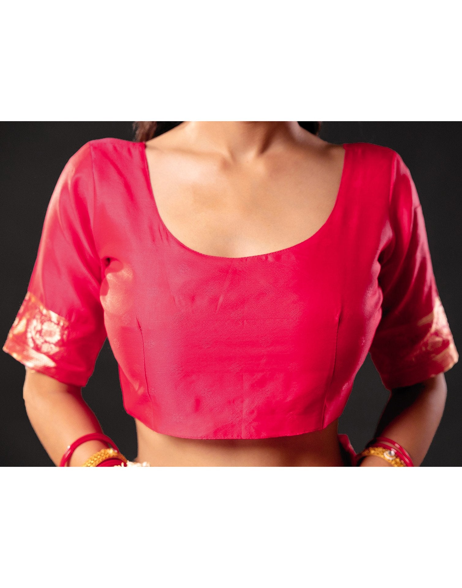Rani Pink Silk Woven Banarasi Durga Puja Saree