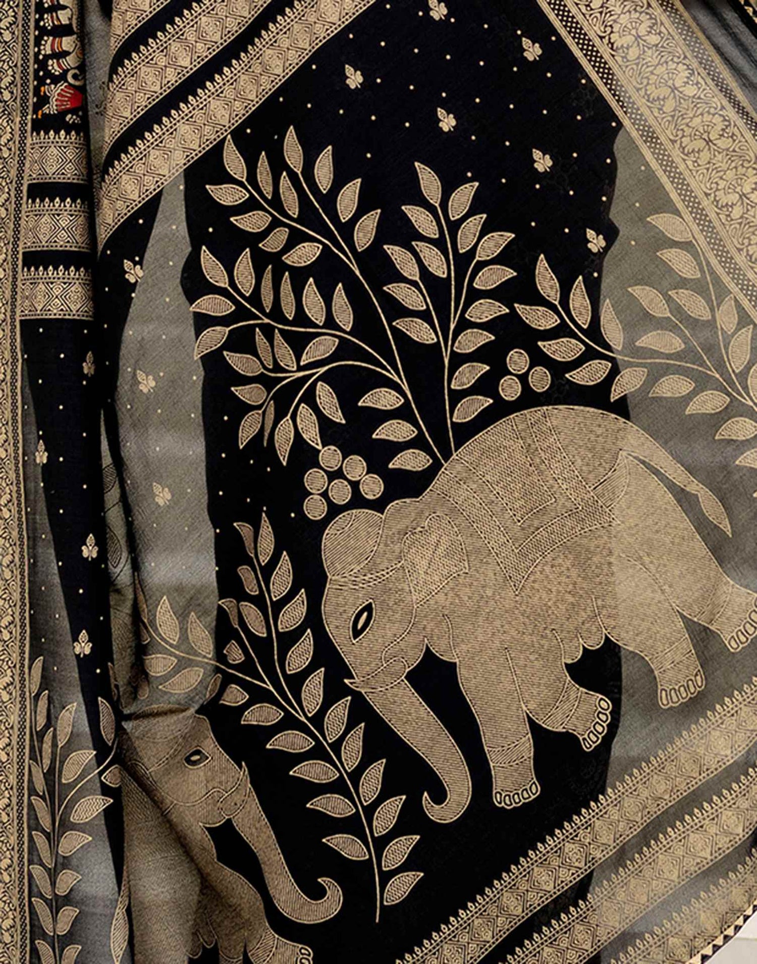 Black Silk Foil Printed Saree