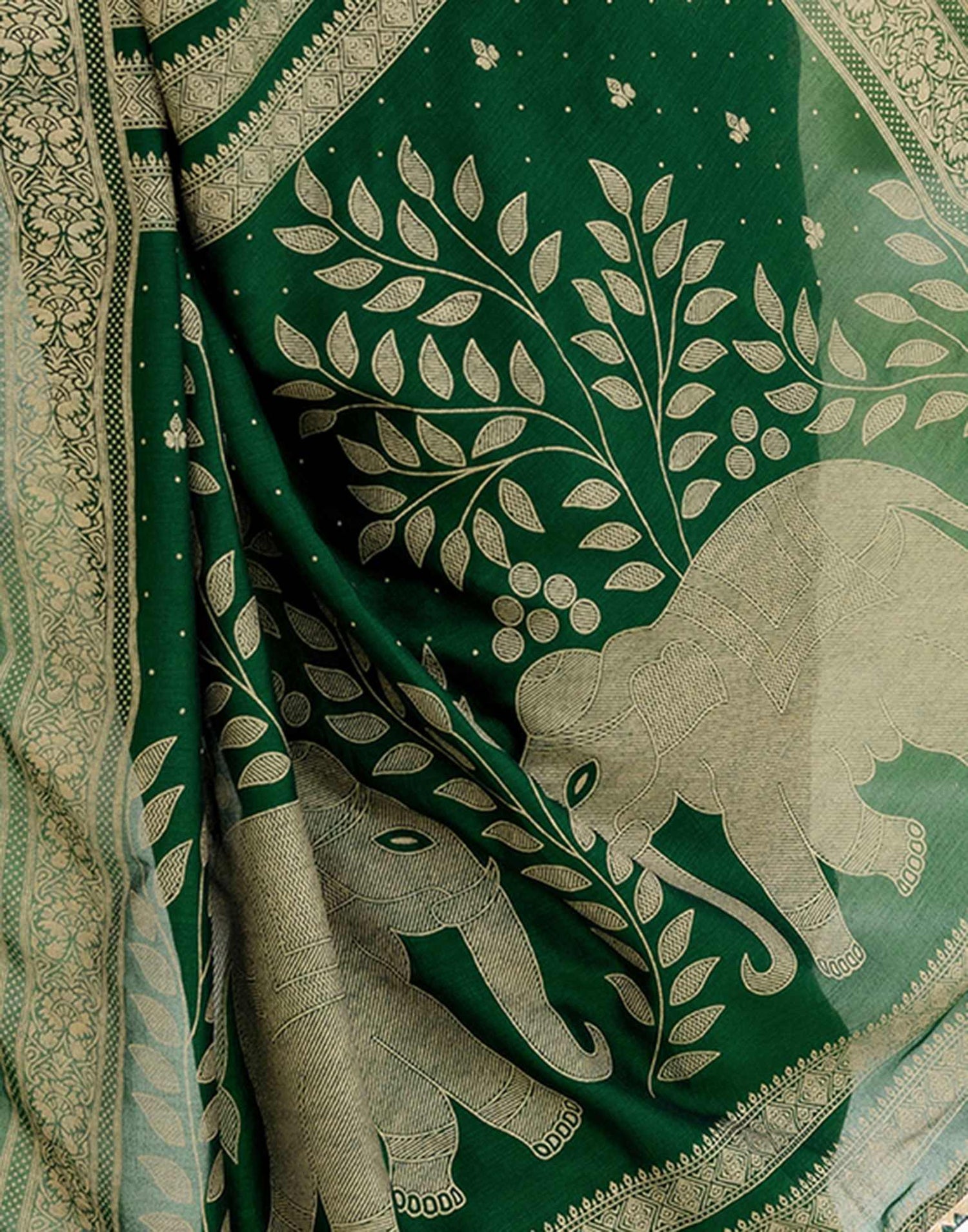 Green Silk Foil Printed Saree