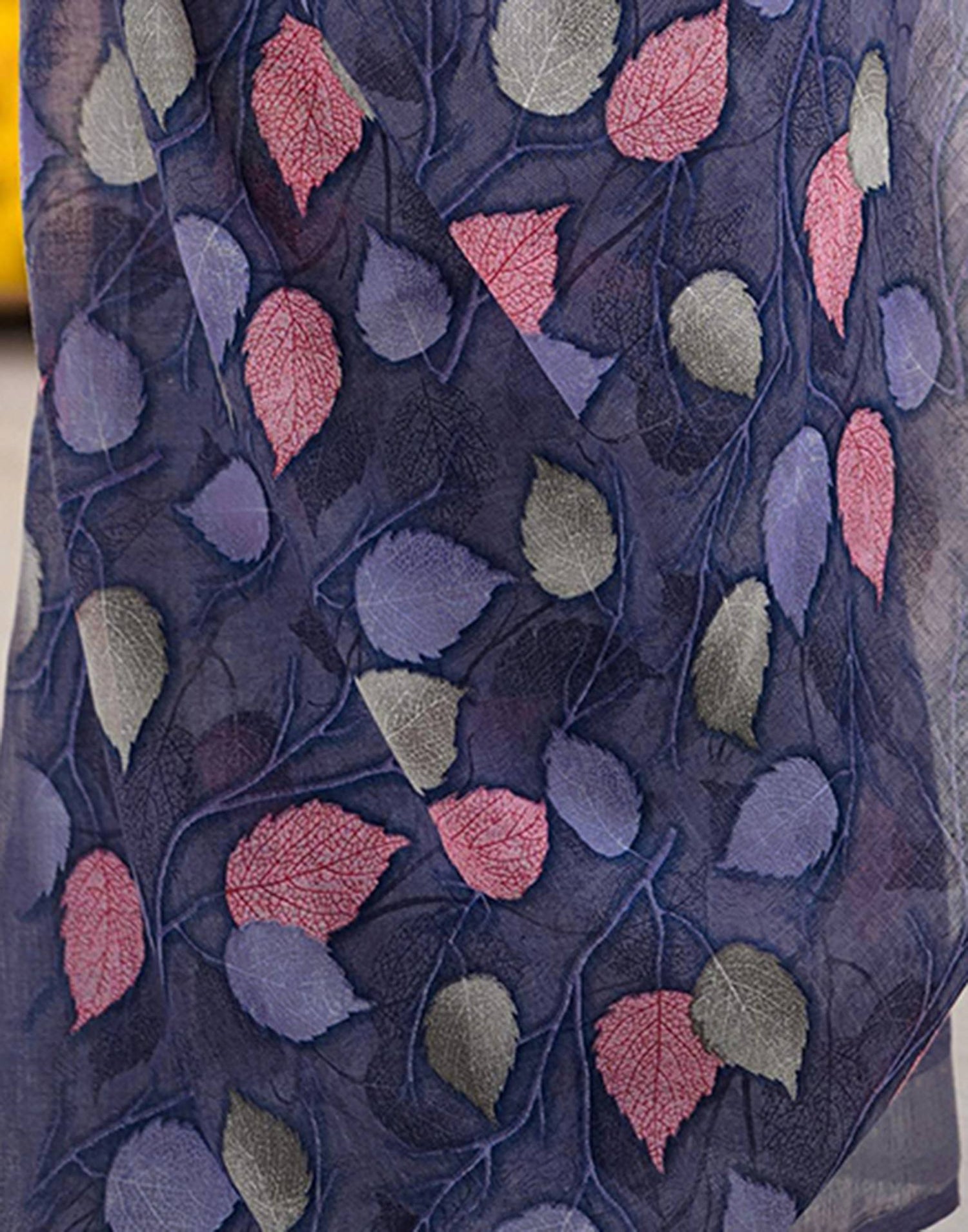 Dark Lavender Linen Printed Saree