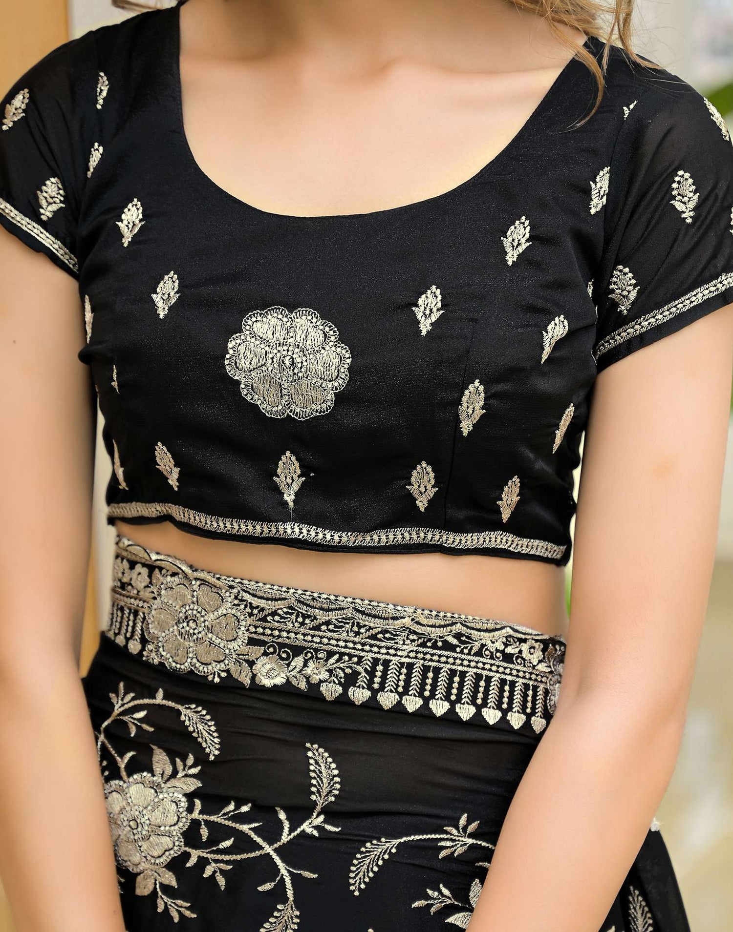 Black Georgette Embroidery Saree