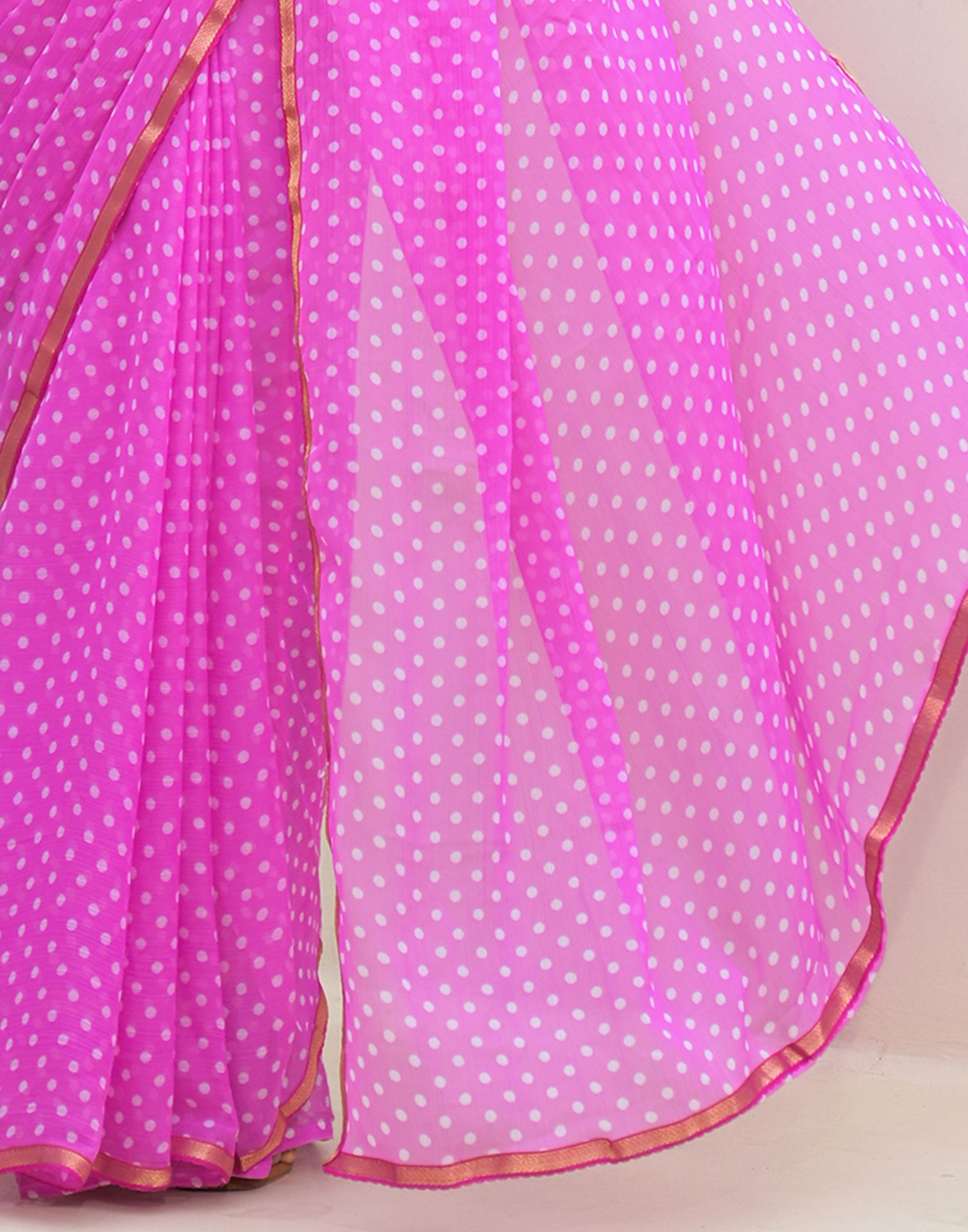 Pink Chiffon Printed Saree
