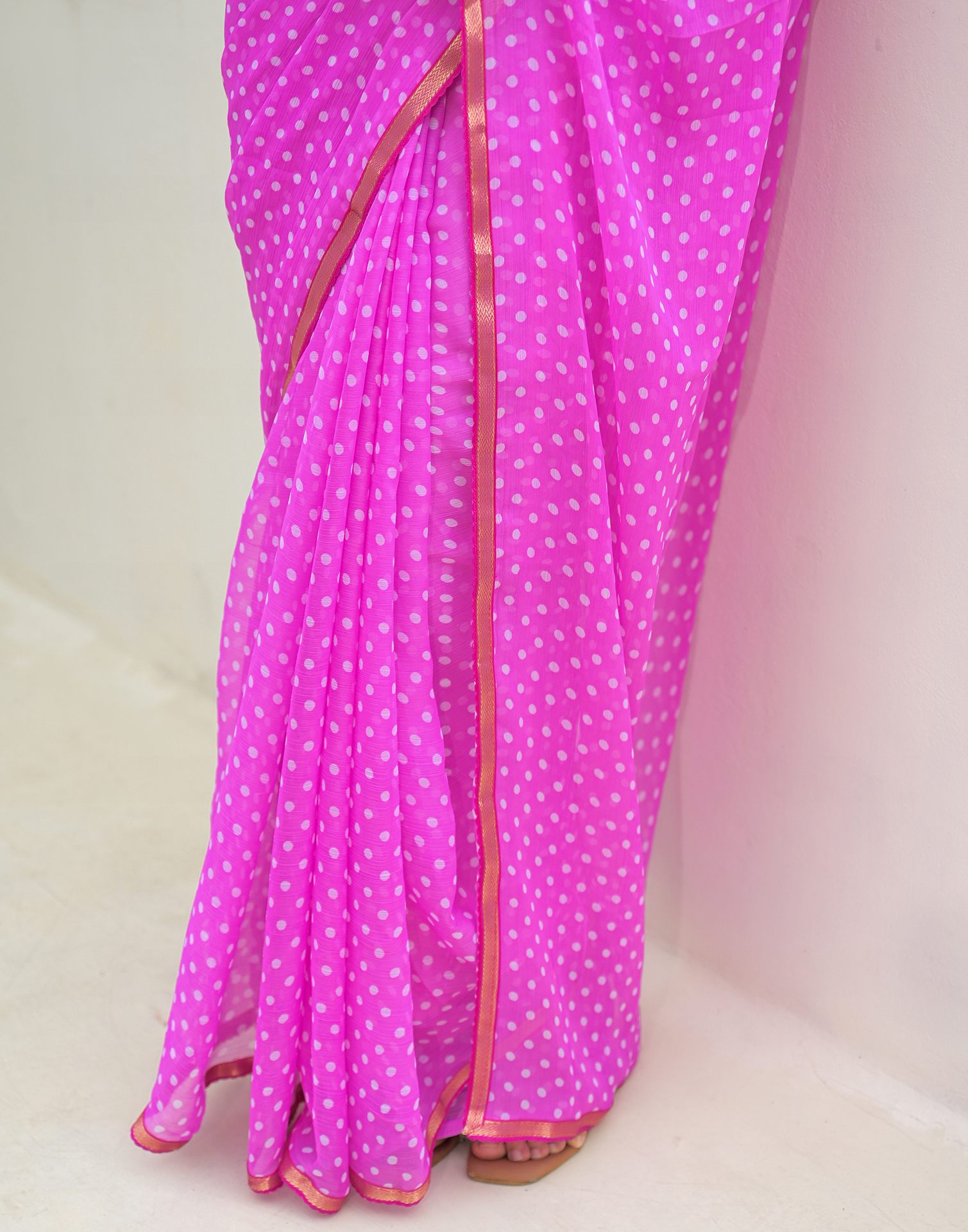 Pink Chiffon Printed Saree