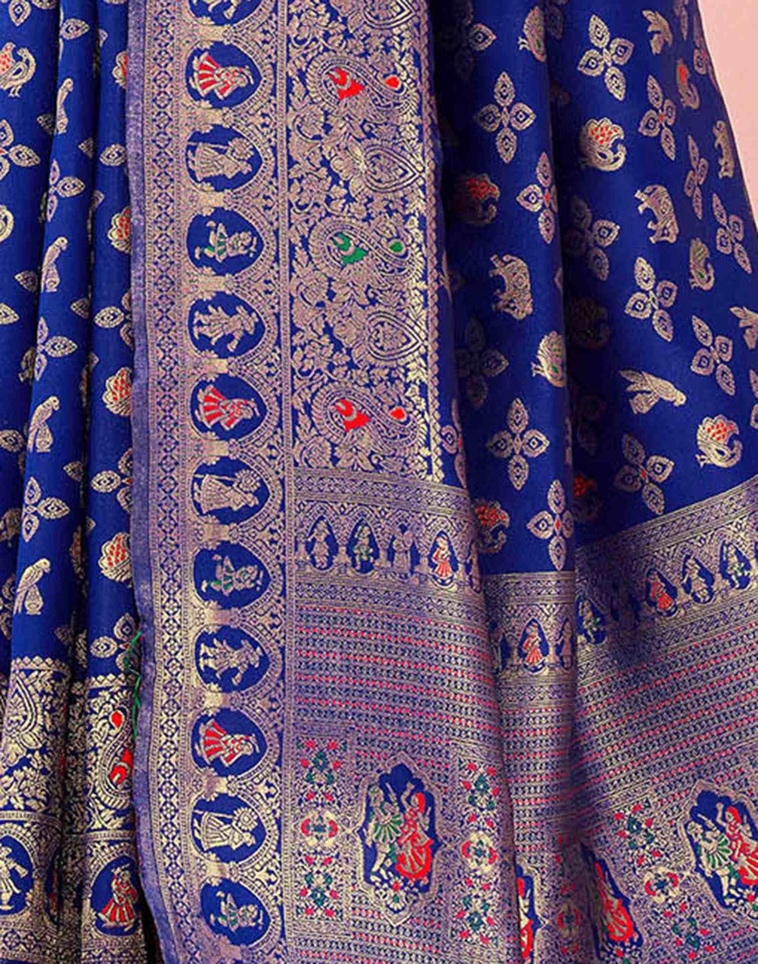 Navy Blue Silk Woven Banarasi Saree