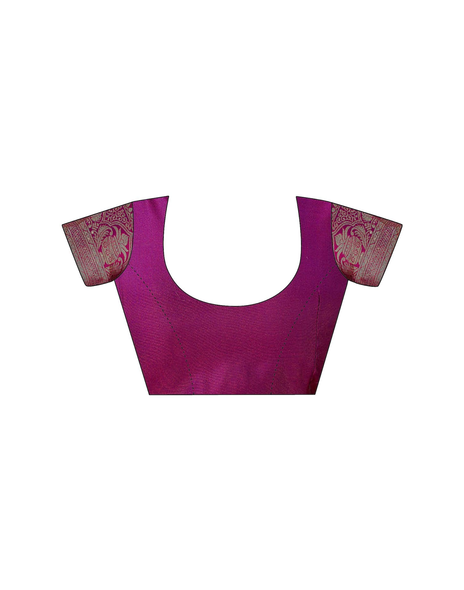 Dark Rani Pink Silk Woven Banarasi Saree