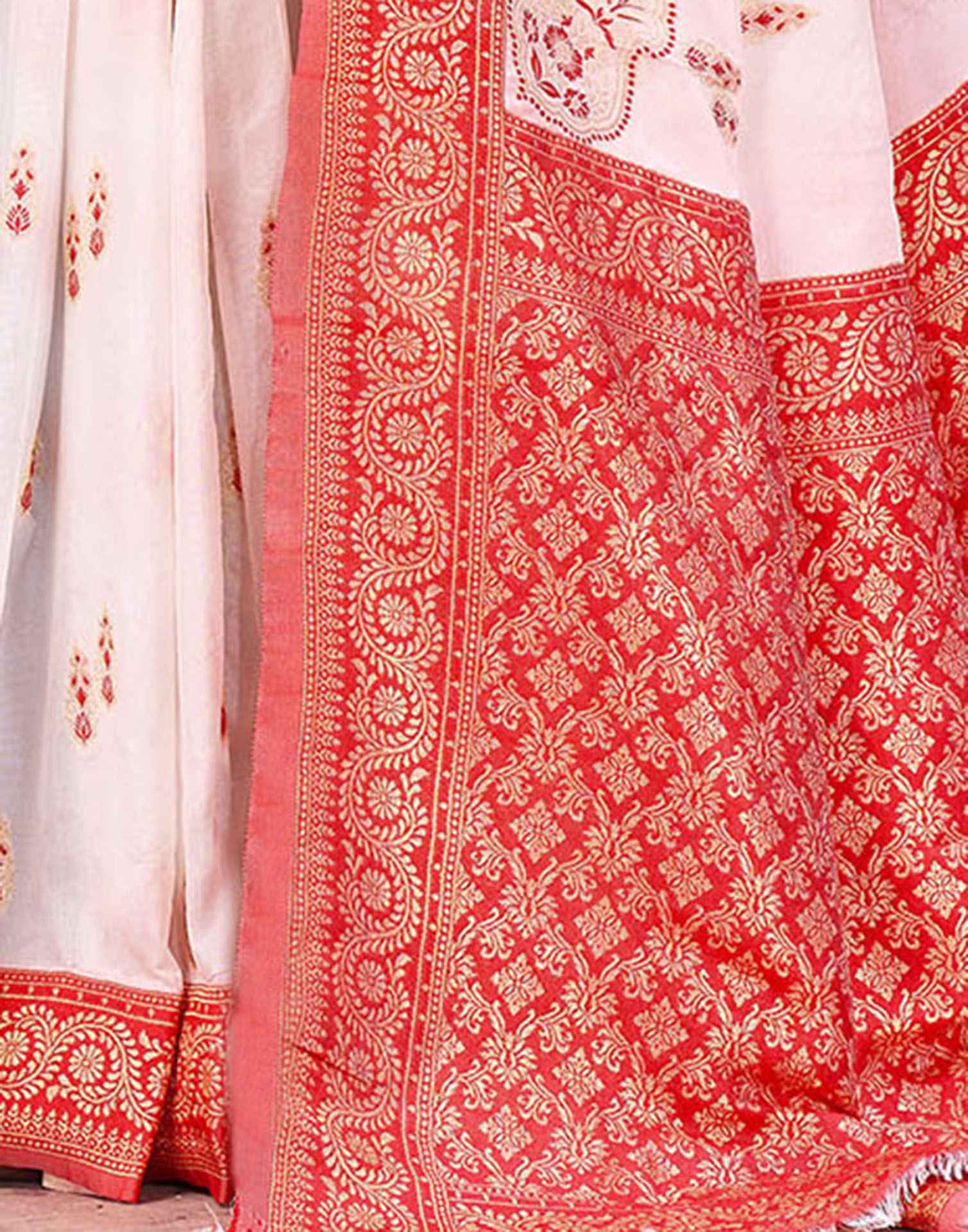 Off White Silk Woven Saree