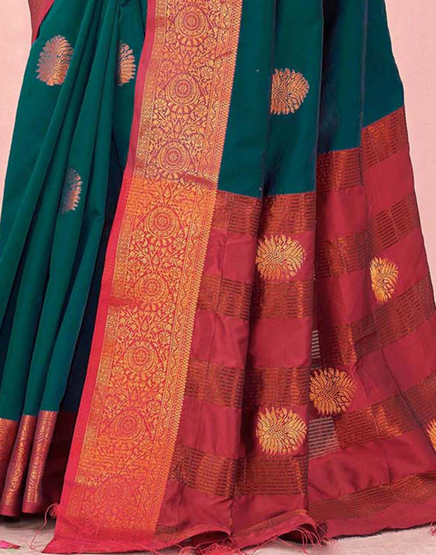 Rama Green Silk Woven Saree