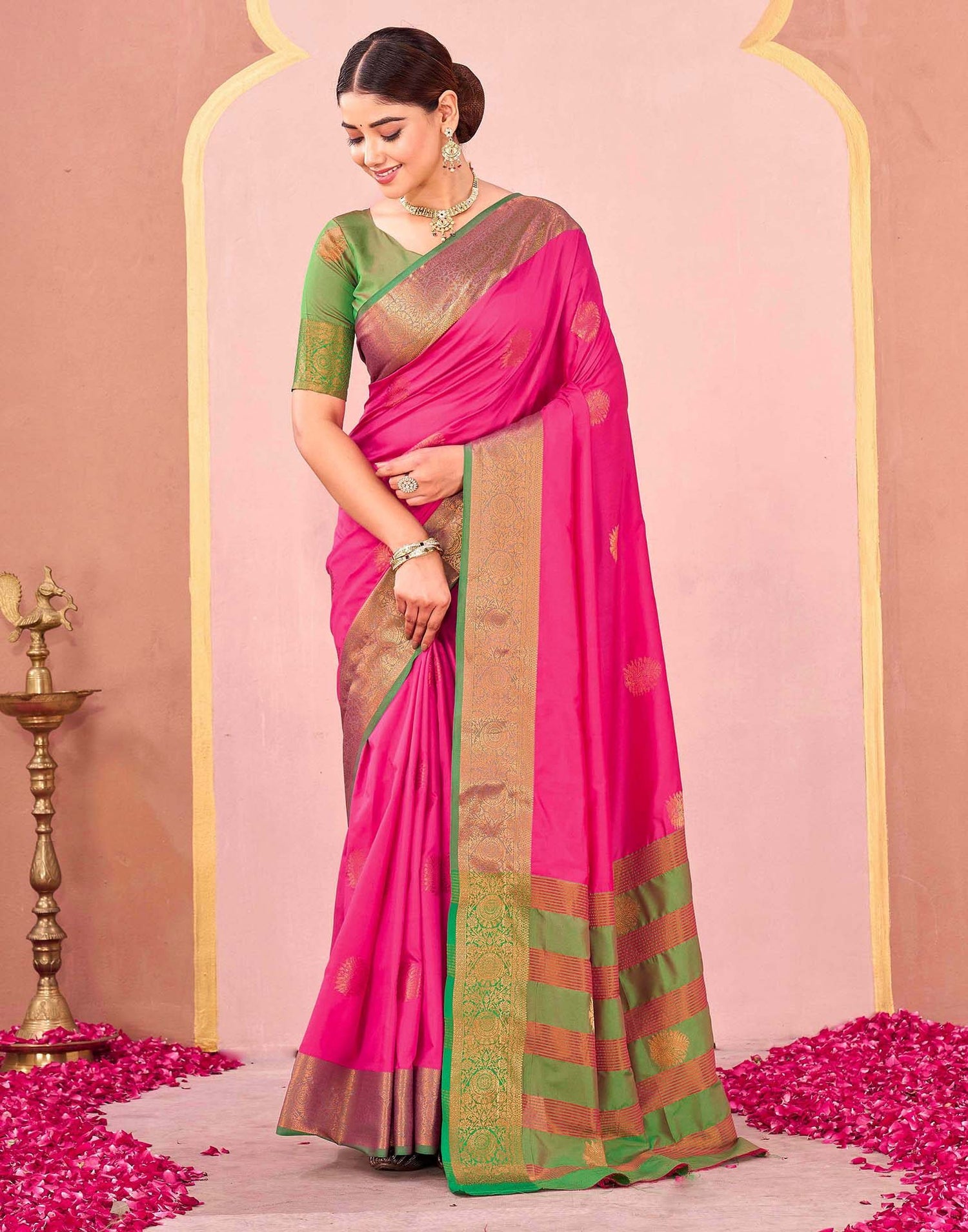 Rani Pink Silk Woven Saree