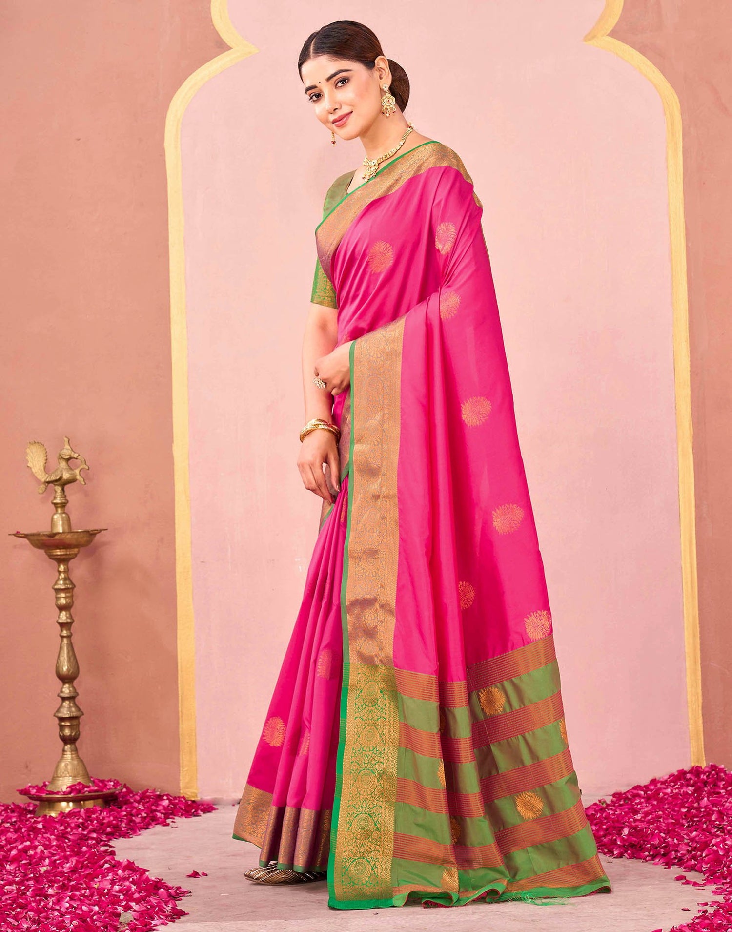 Rani Pink Silk Woven Saree