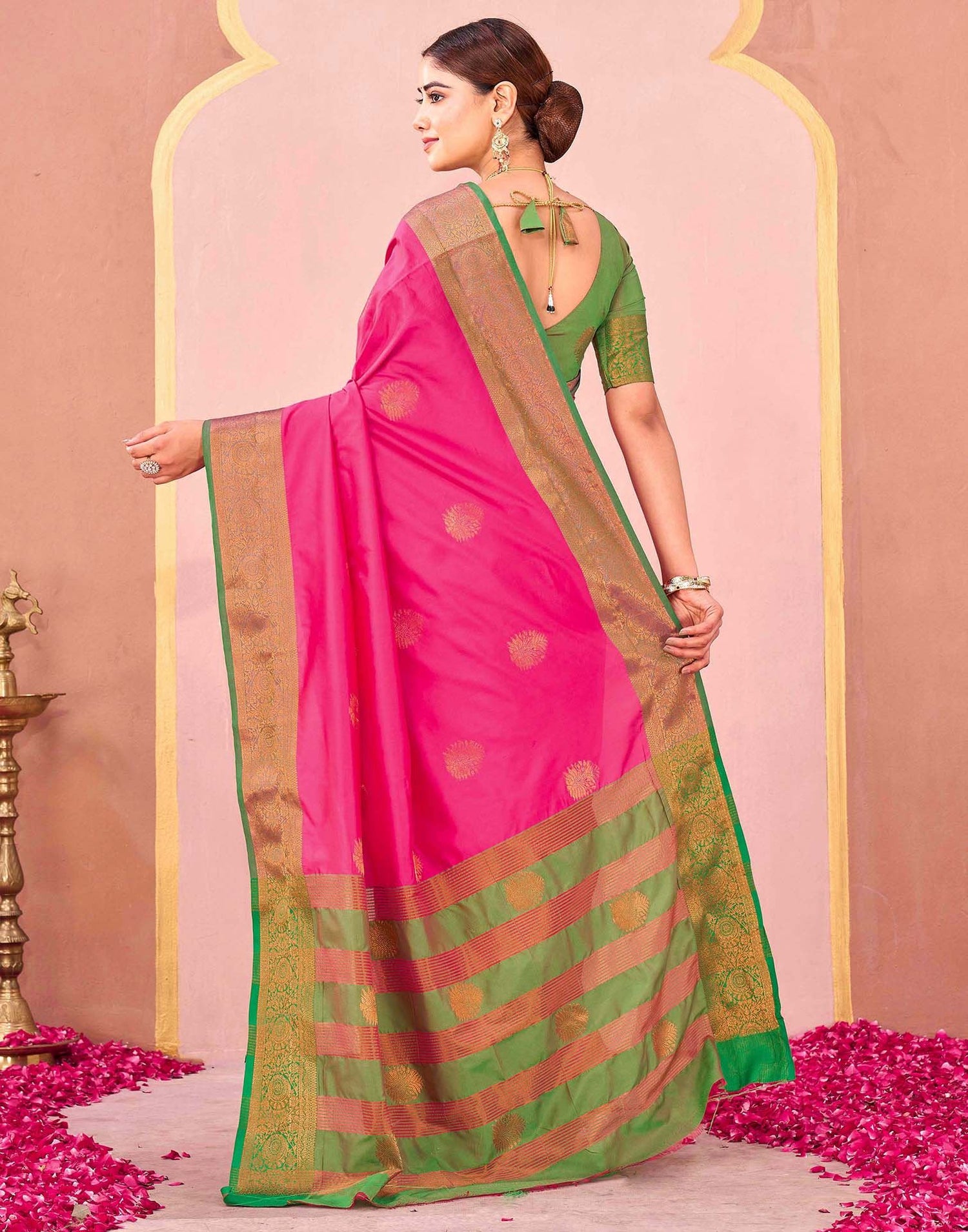 Rani Pink Silk Woven Saree
