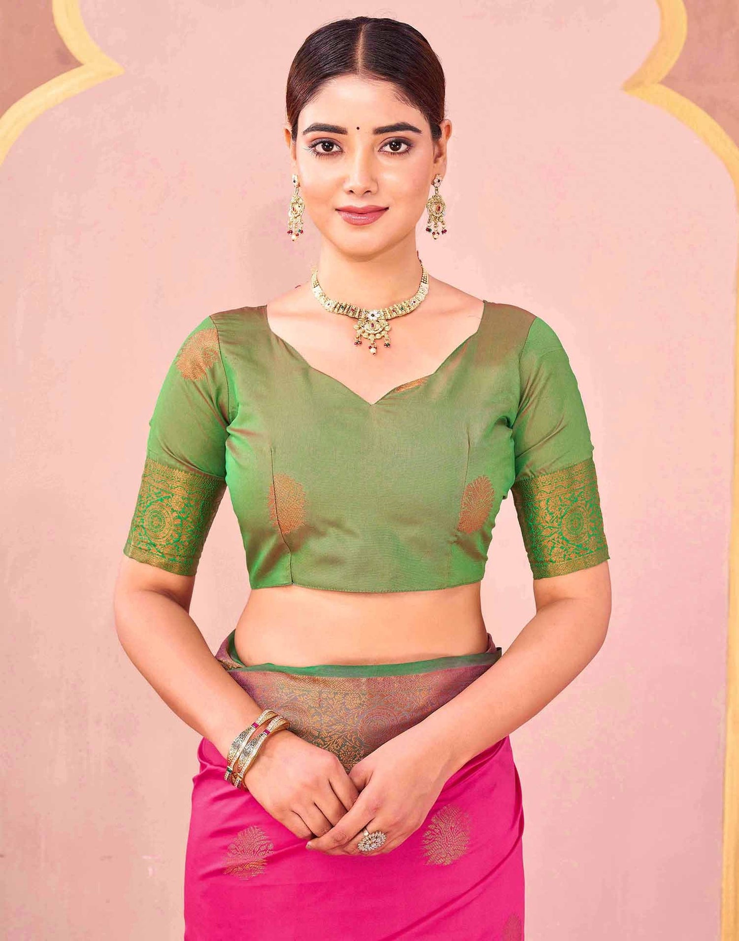 Rani Pink Silk Woven Saree