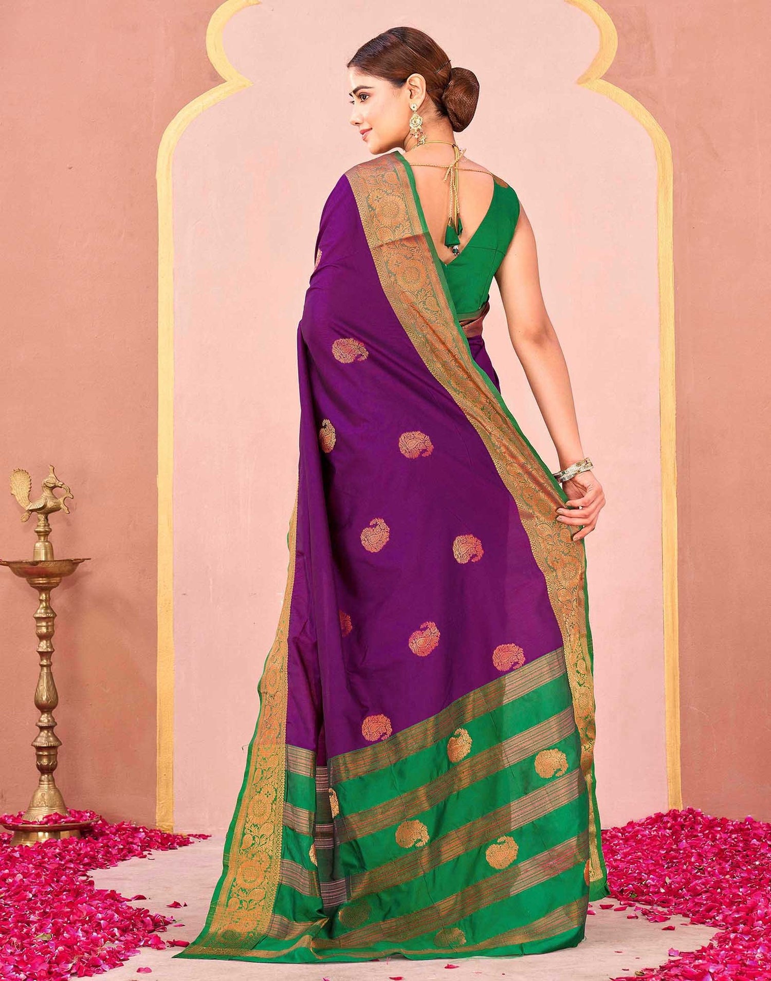 Dark Purple Silk Woven Saree