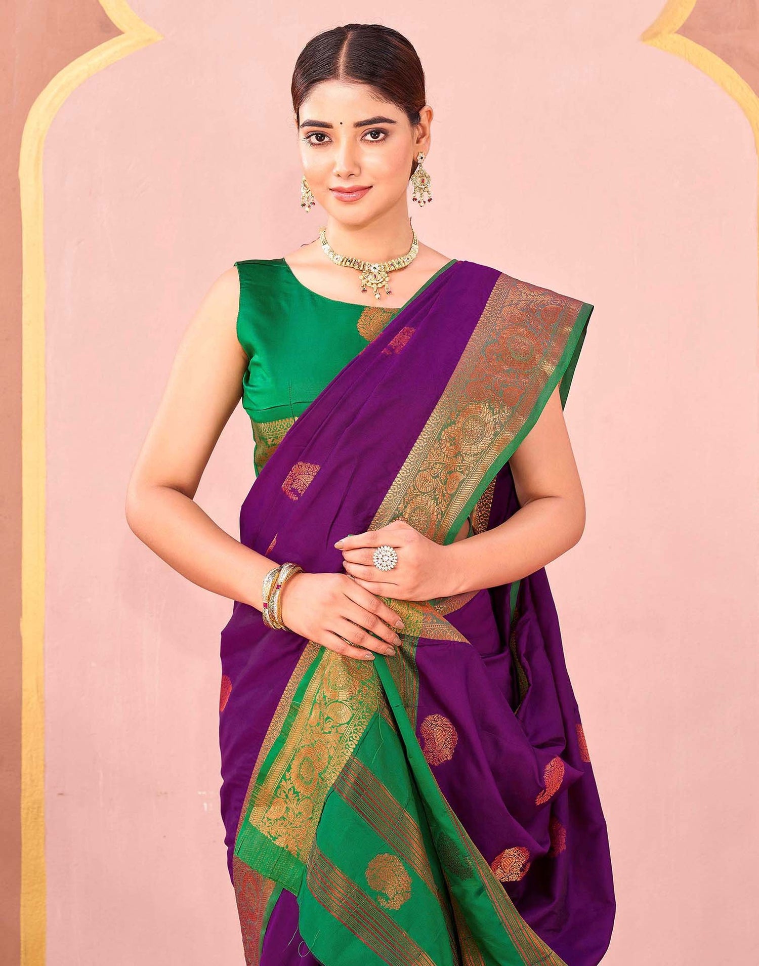 Dark Purple Silk Woven Saree