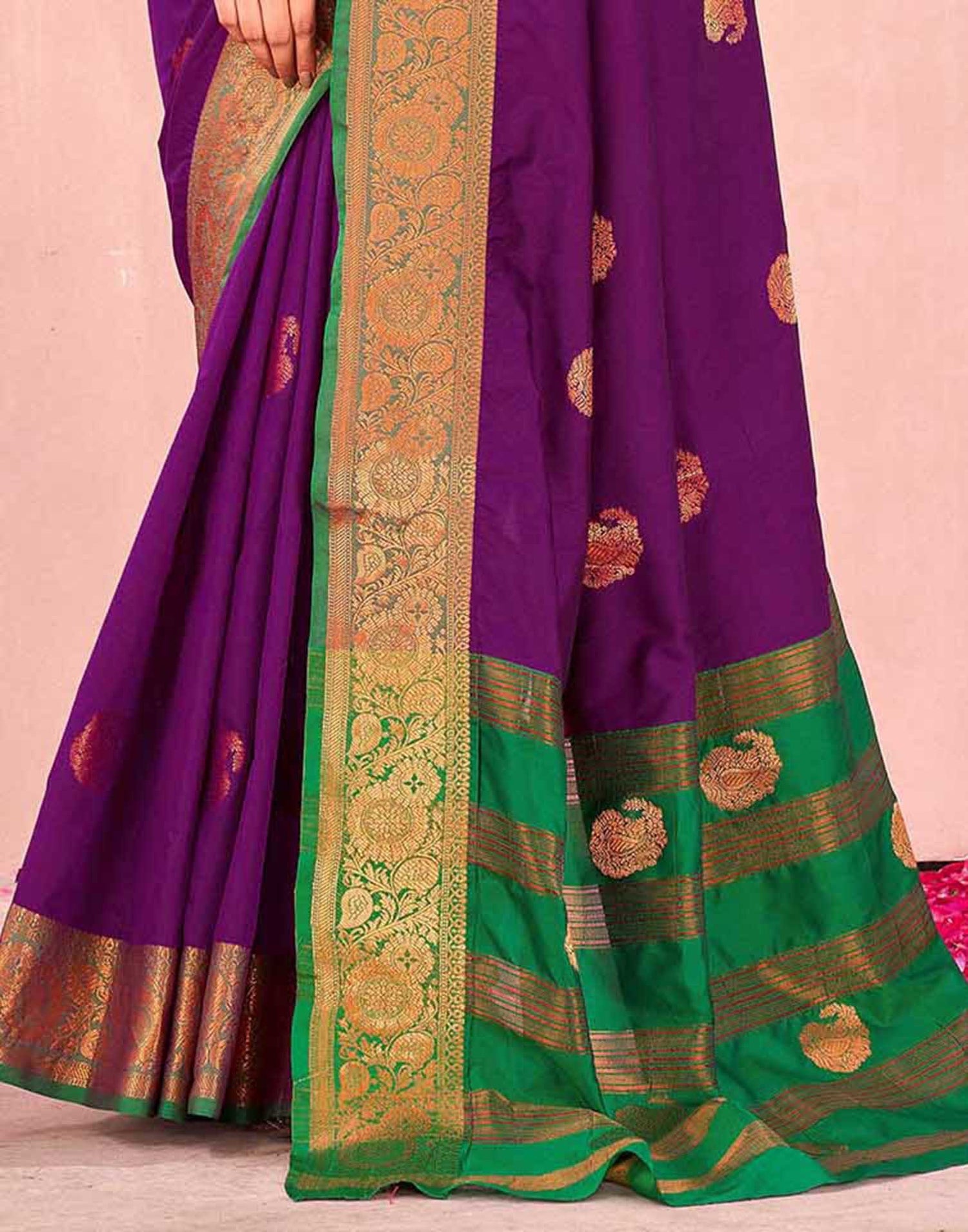 Dark Purple Silk Woven Saree