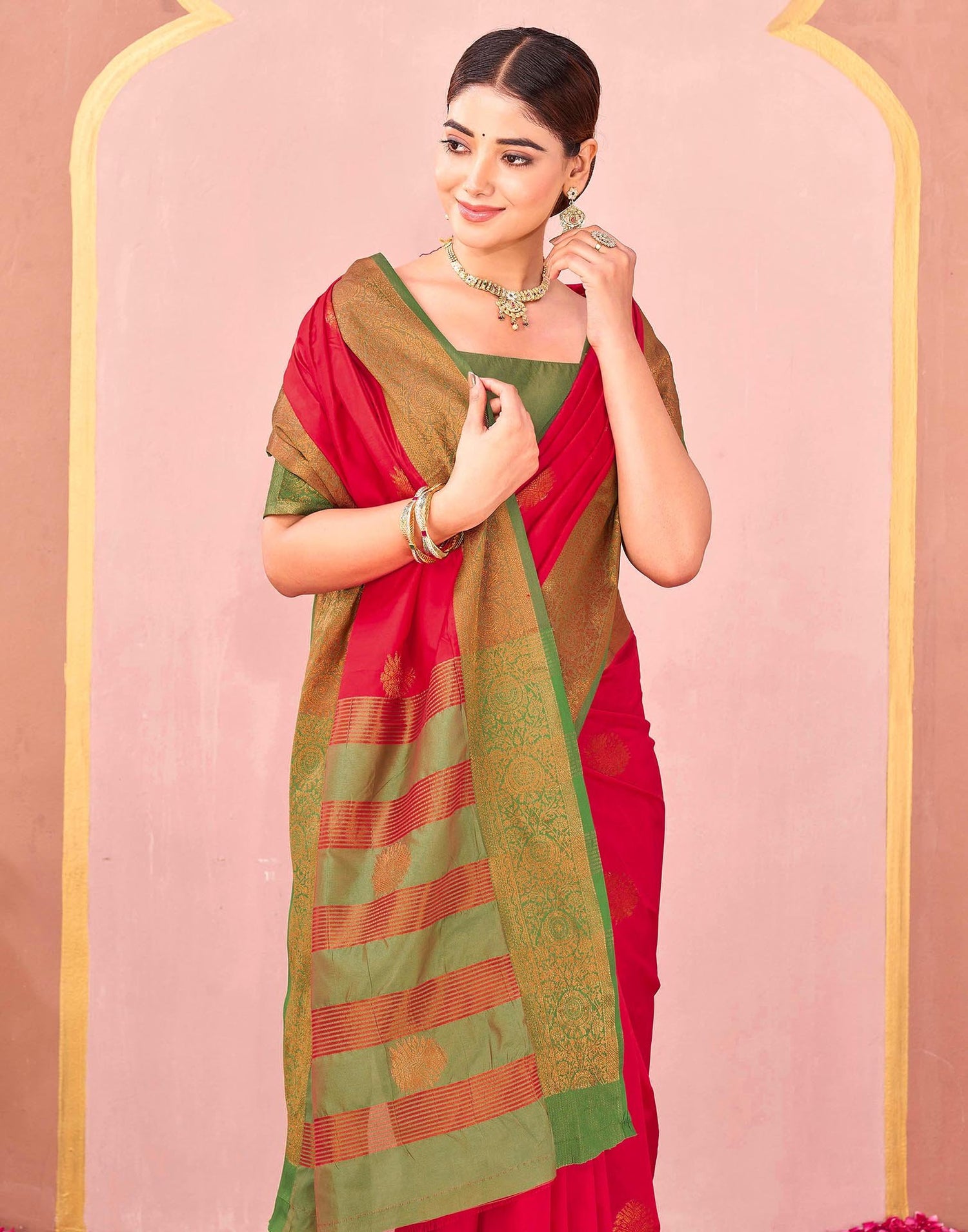 Red Silk Woven Saree