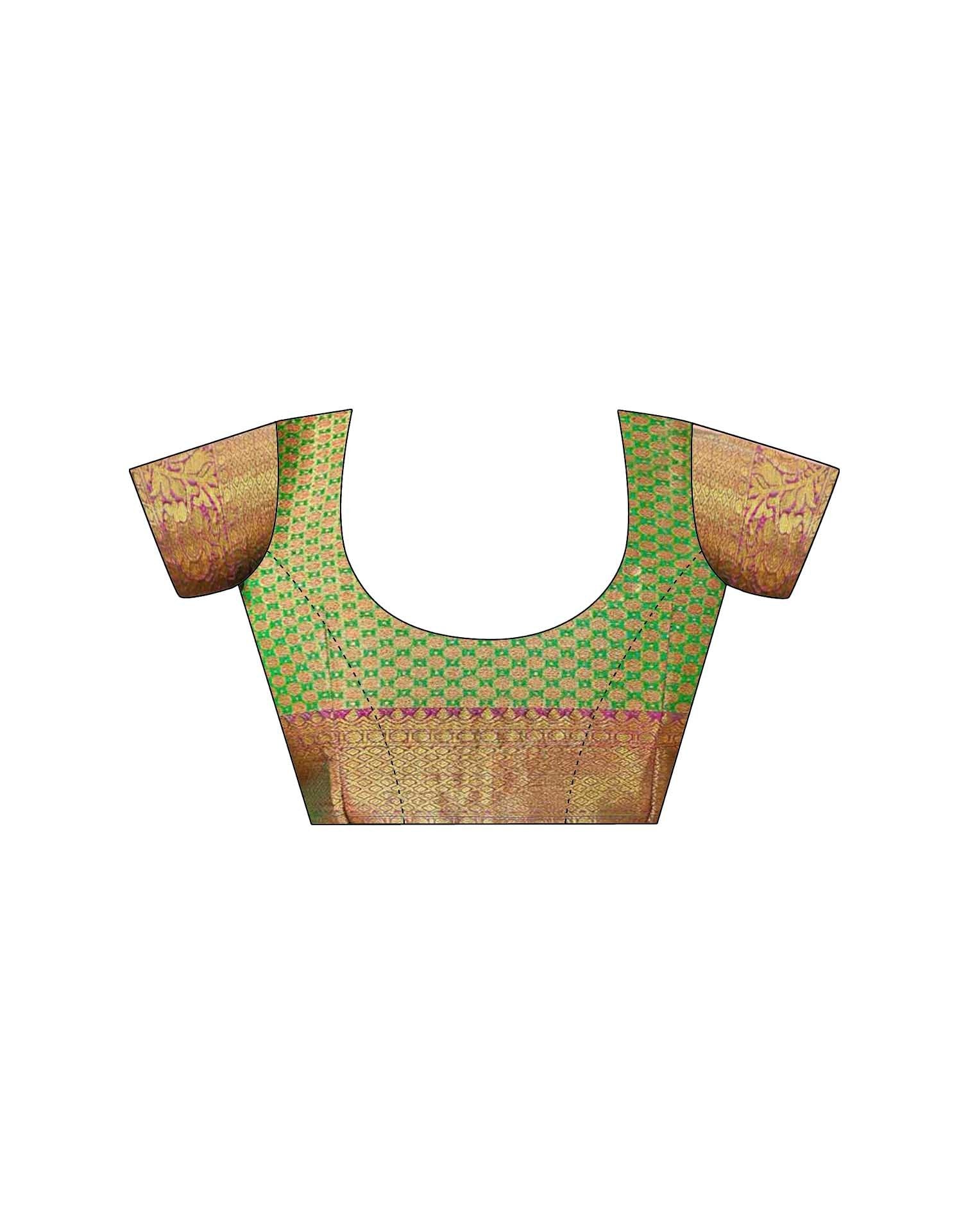 Parrot Green Silk Woven Kanjivaram Saree