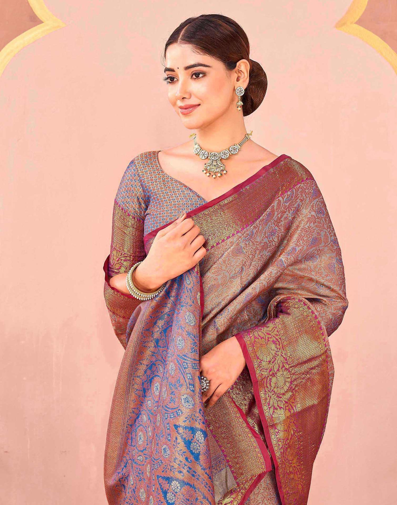 Blue Silk Woven Kanjivaram Saree