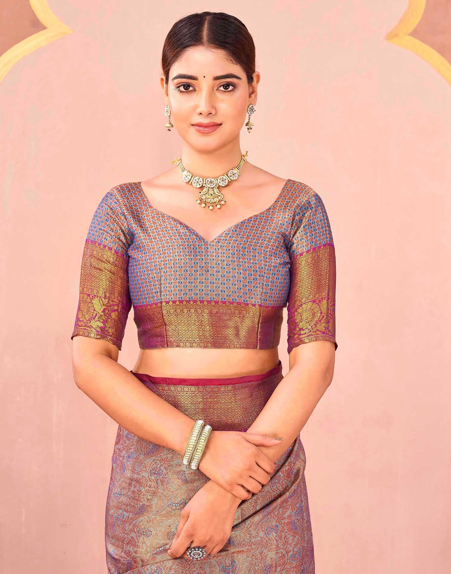 Blue Silk Woven Kanjivaram Saree