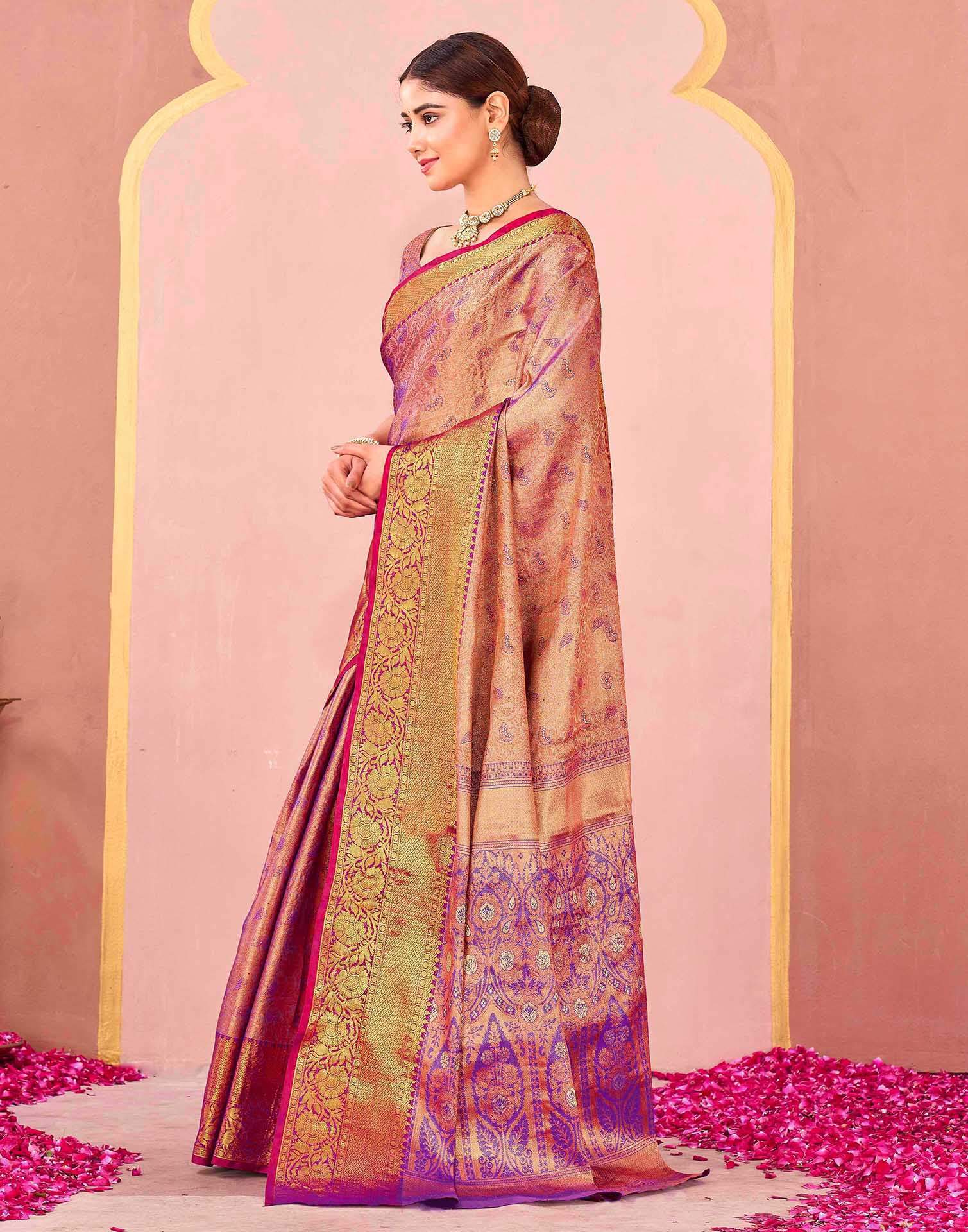 Violet Silk Woven Kanjivaram Saree