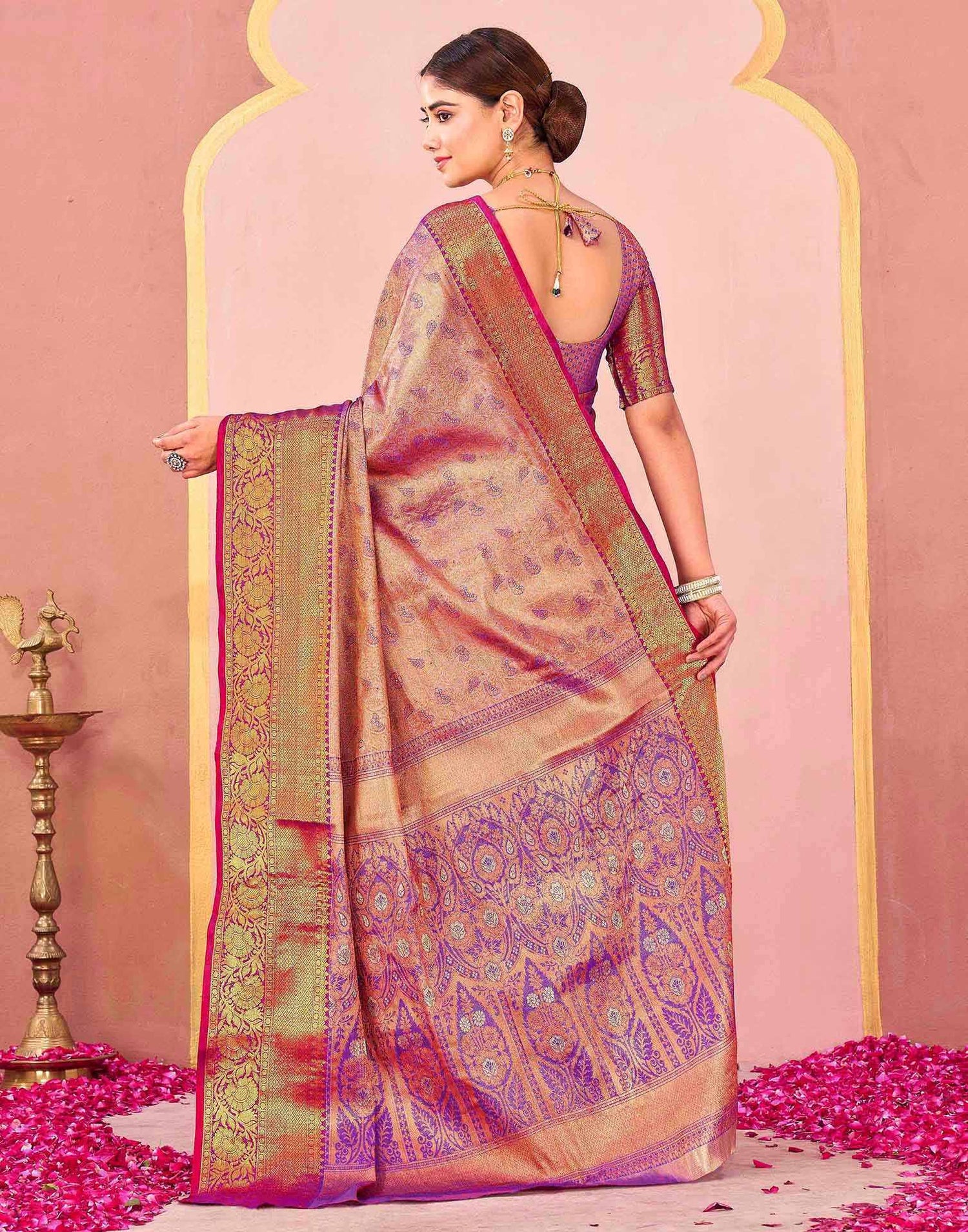 Violet Silk Woven Kanjivaram Saree