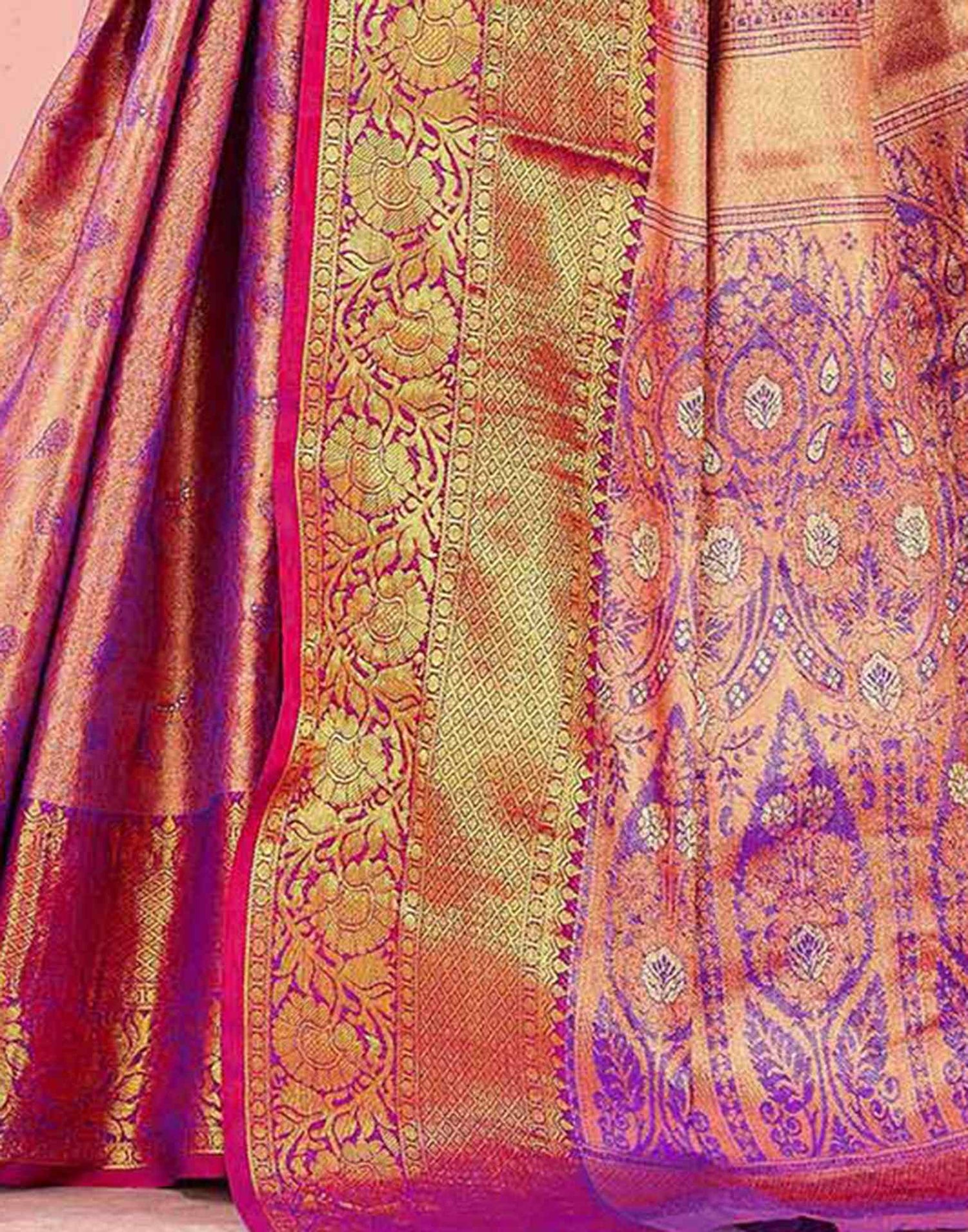 Violet Silk Woven Kanjivaram Saree
