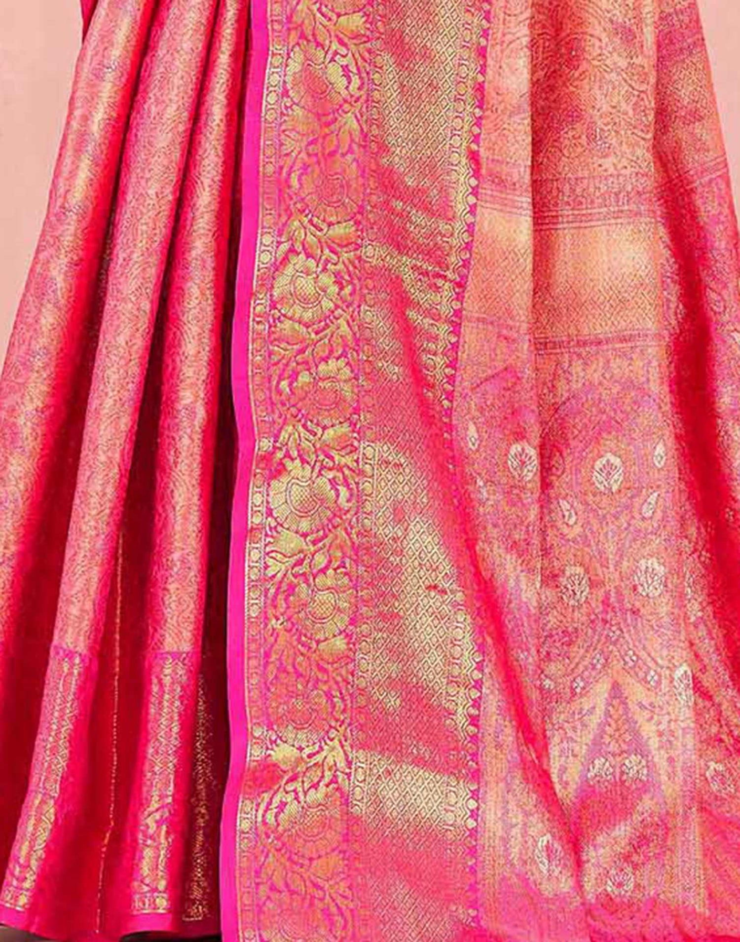 Rani Pink Silk Woven Kanjivaram Saree