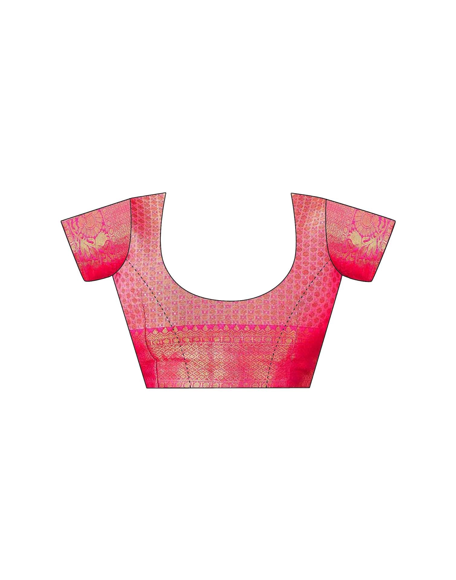 Rani Pink Silk Woven Kanjivaram Saree