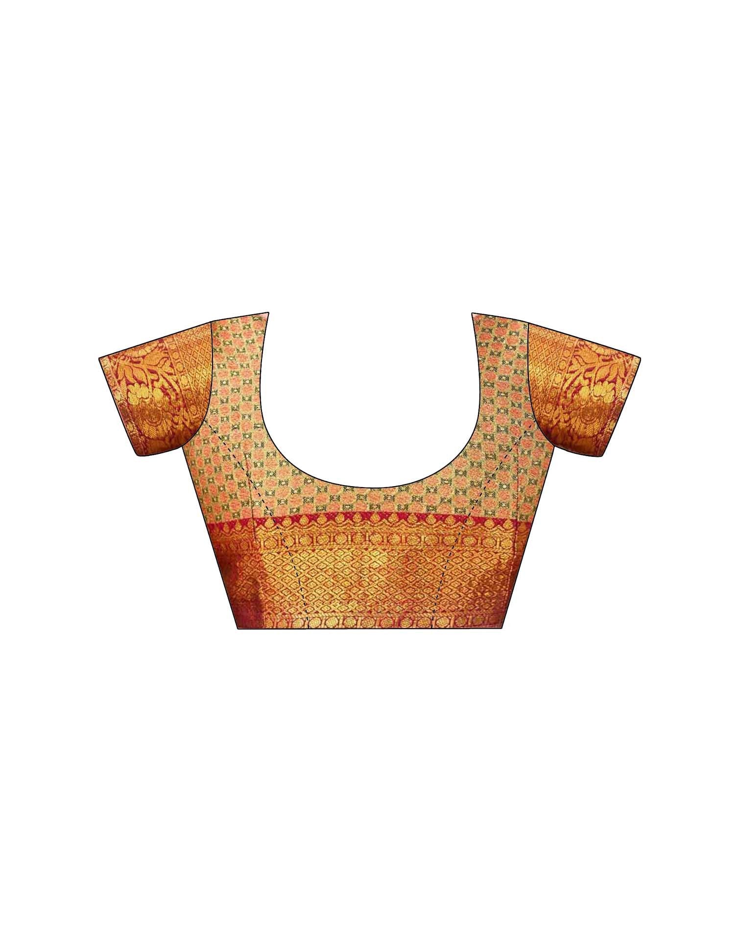 Olive Green Silk Woven Kanjivaram Saree