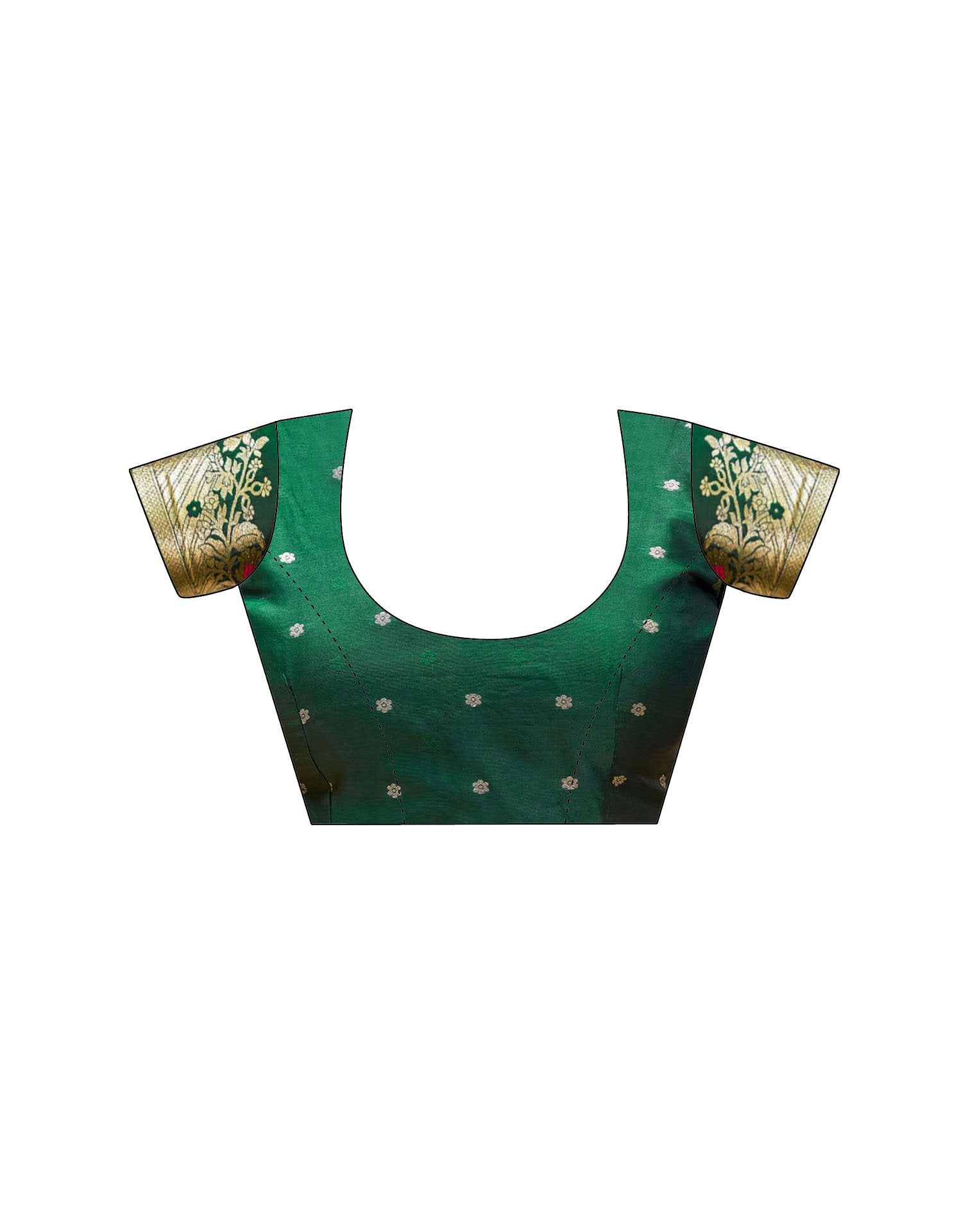 Bottle Green Silk Woven Banarasi Saree